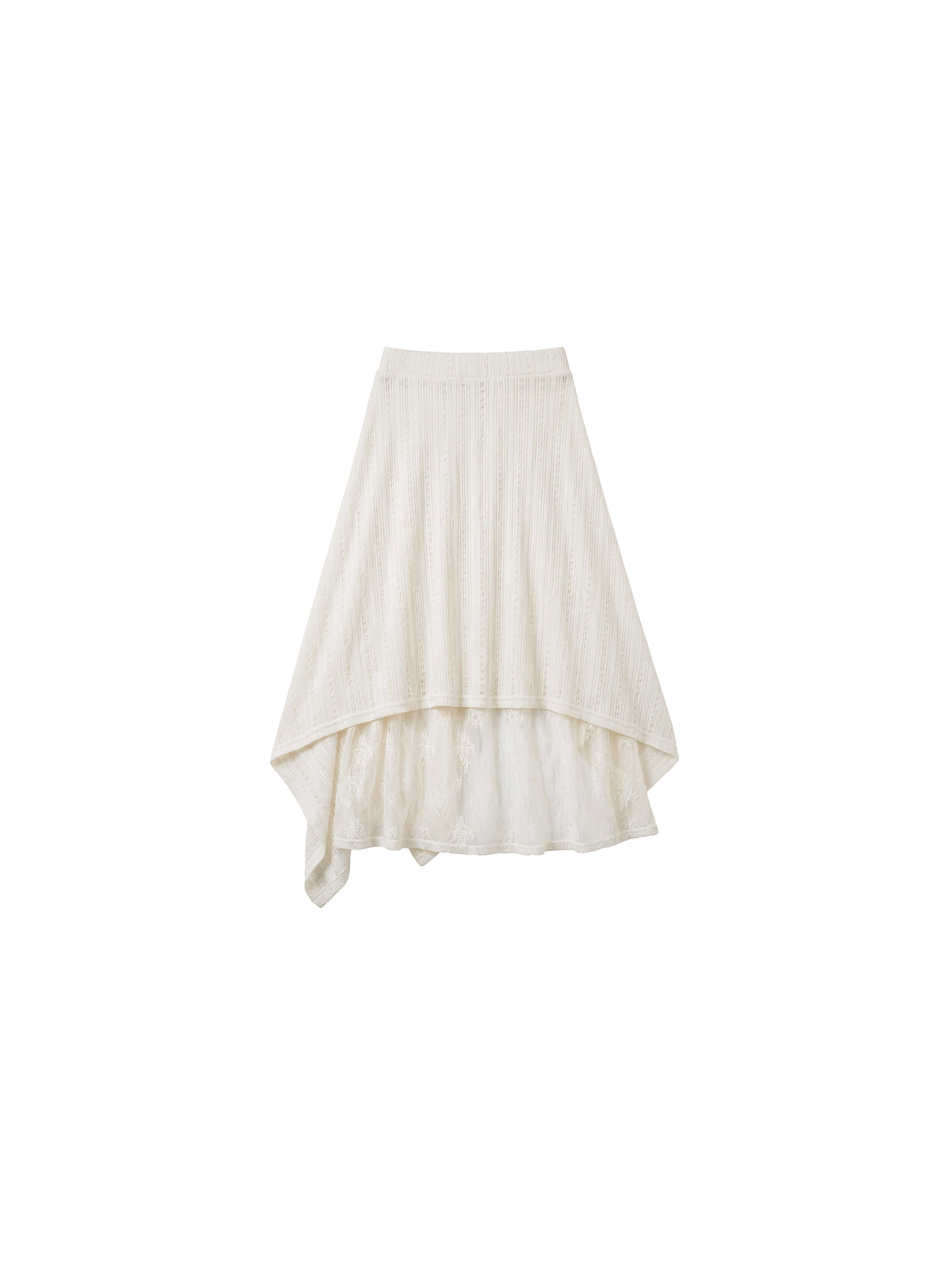 CUBIC Asymmetric Layered Wool Blend Lace Skirt-8