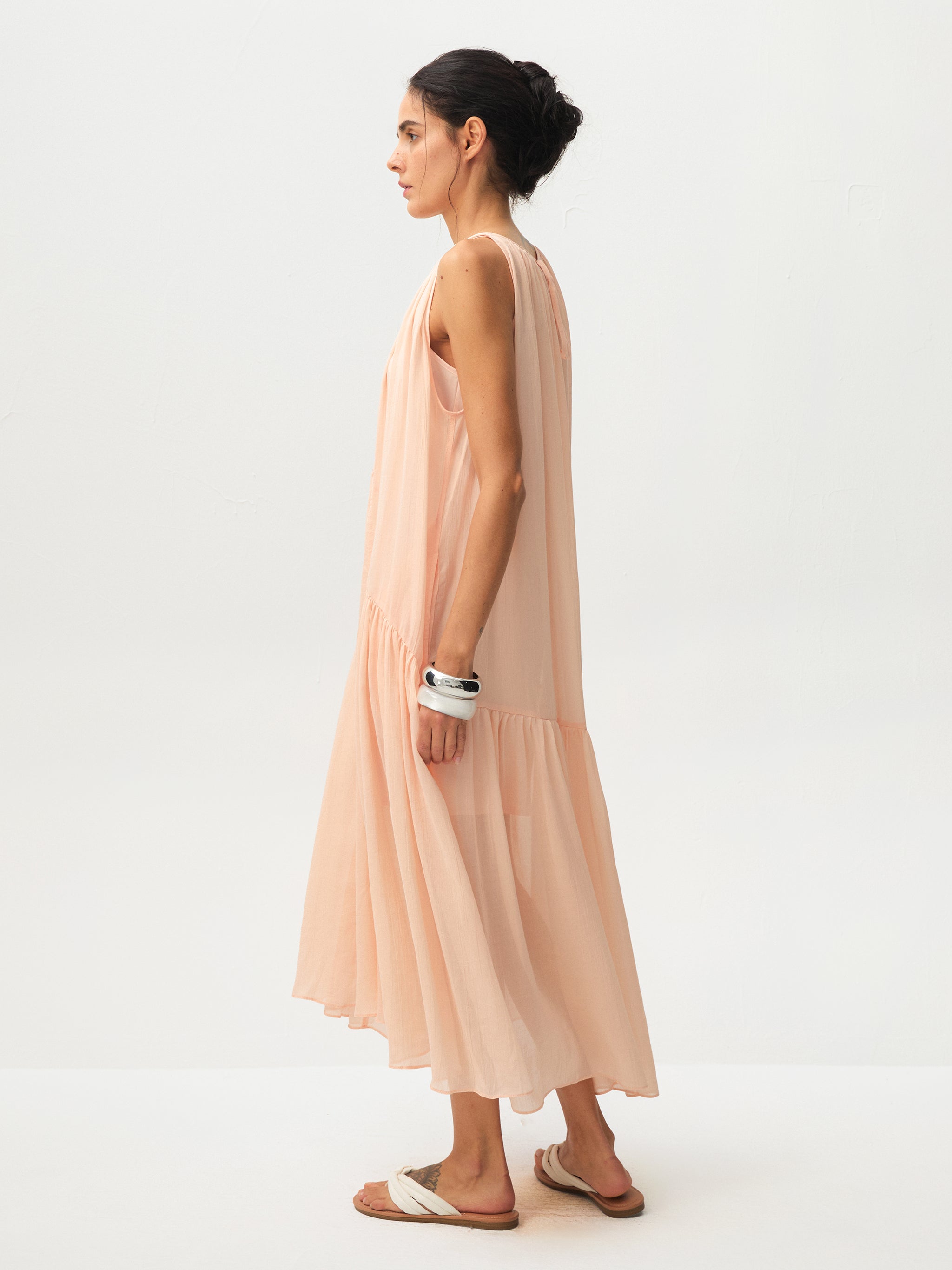 CUBIC Tiered Halter Neck Lyocell Midi Dress-8