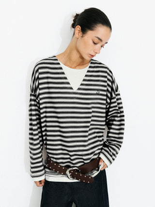 Contrast Stripe Oversized Long-Sleeve Top