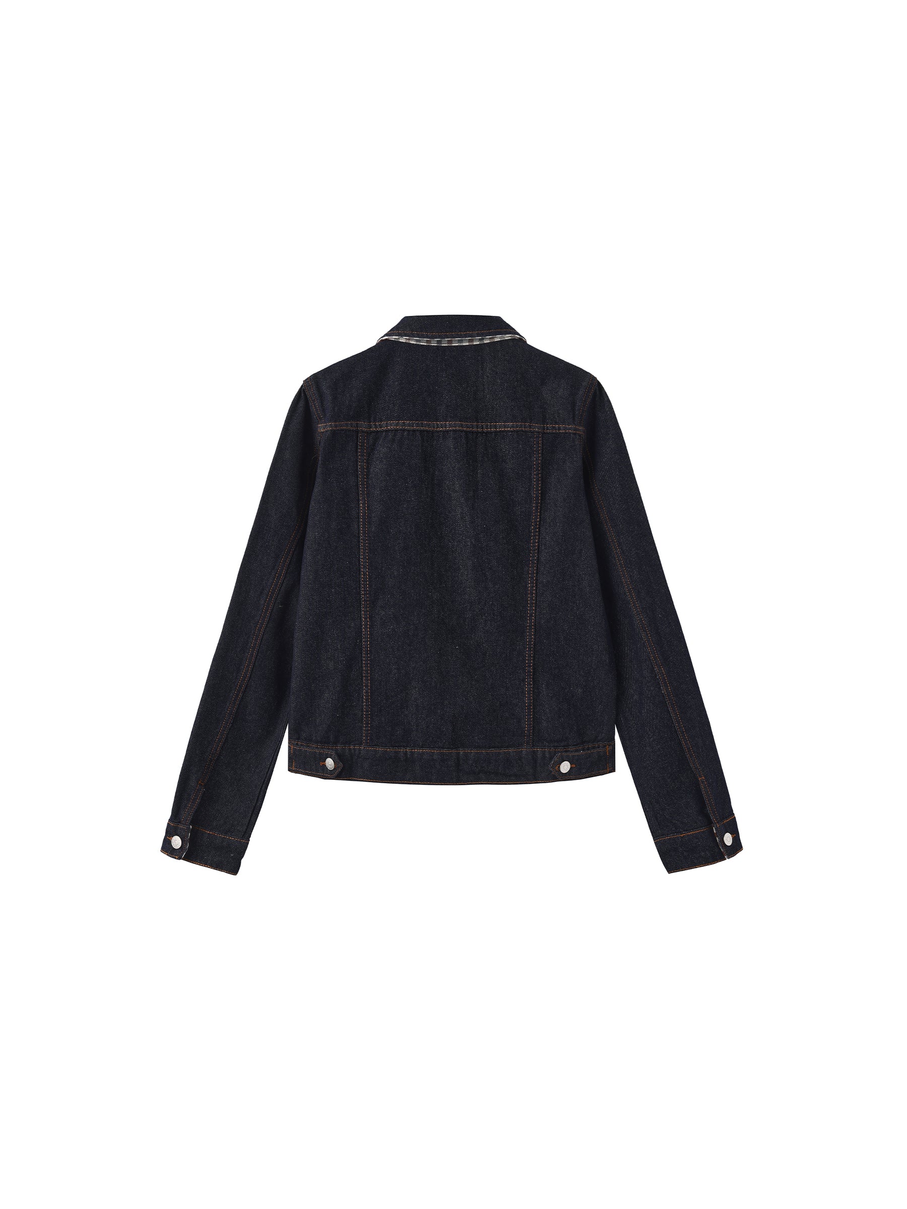 Color-Block High-Neck Denim Jacket-8