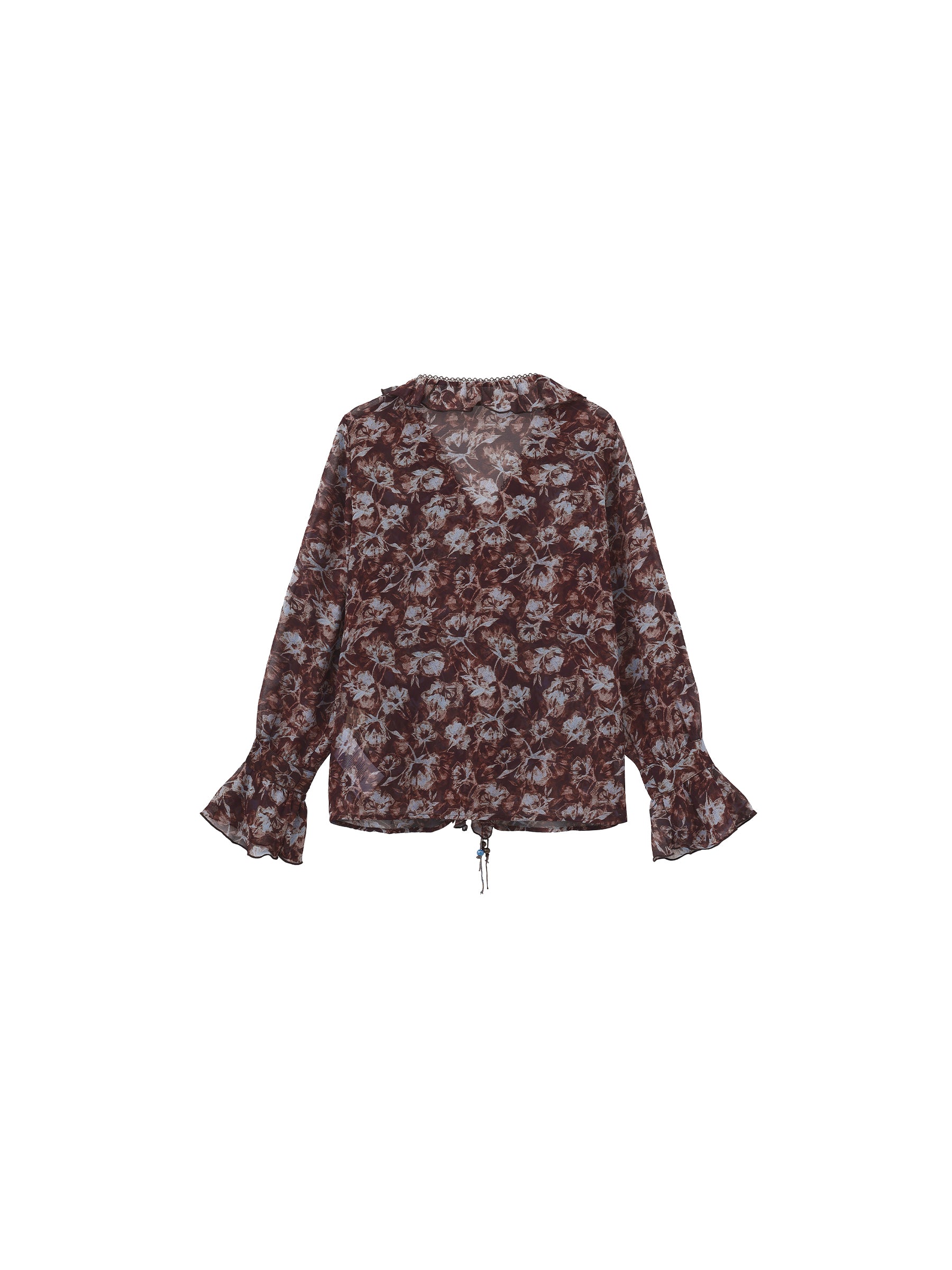 Ruffled Floral Tie-Neck Shirt-8
