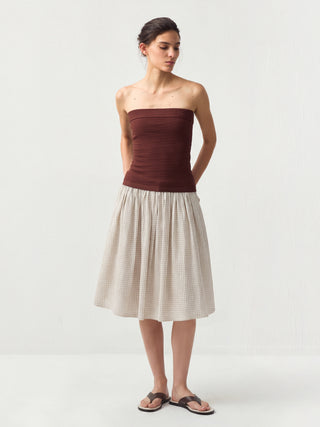 100% Cotton A-Line Midi Skirt