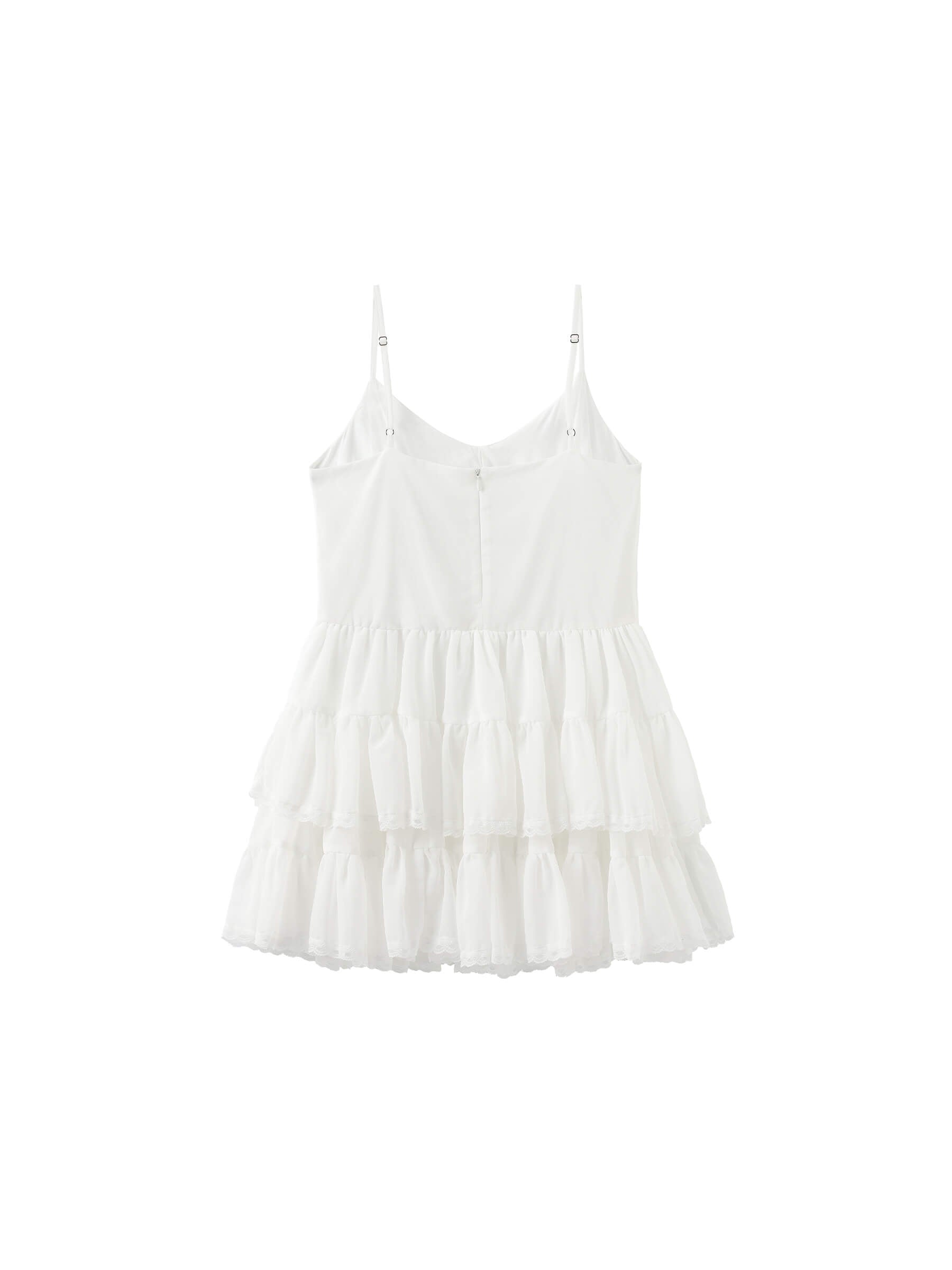 White Lace Tiered Short Dress-7