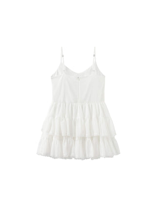 White Lace Tiered Short Dress