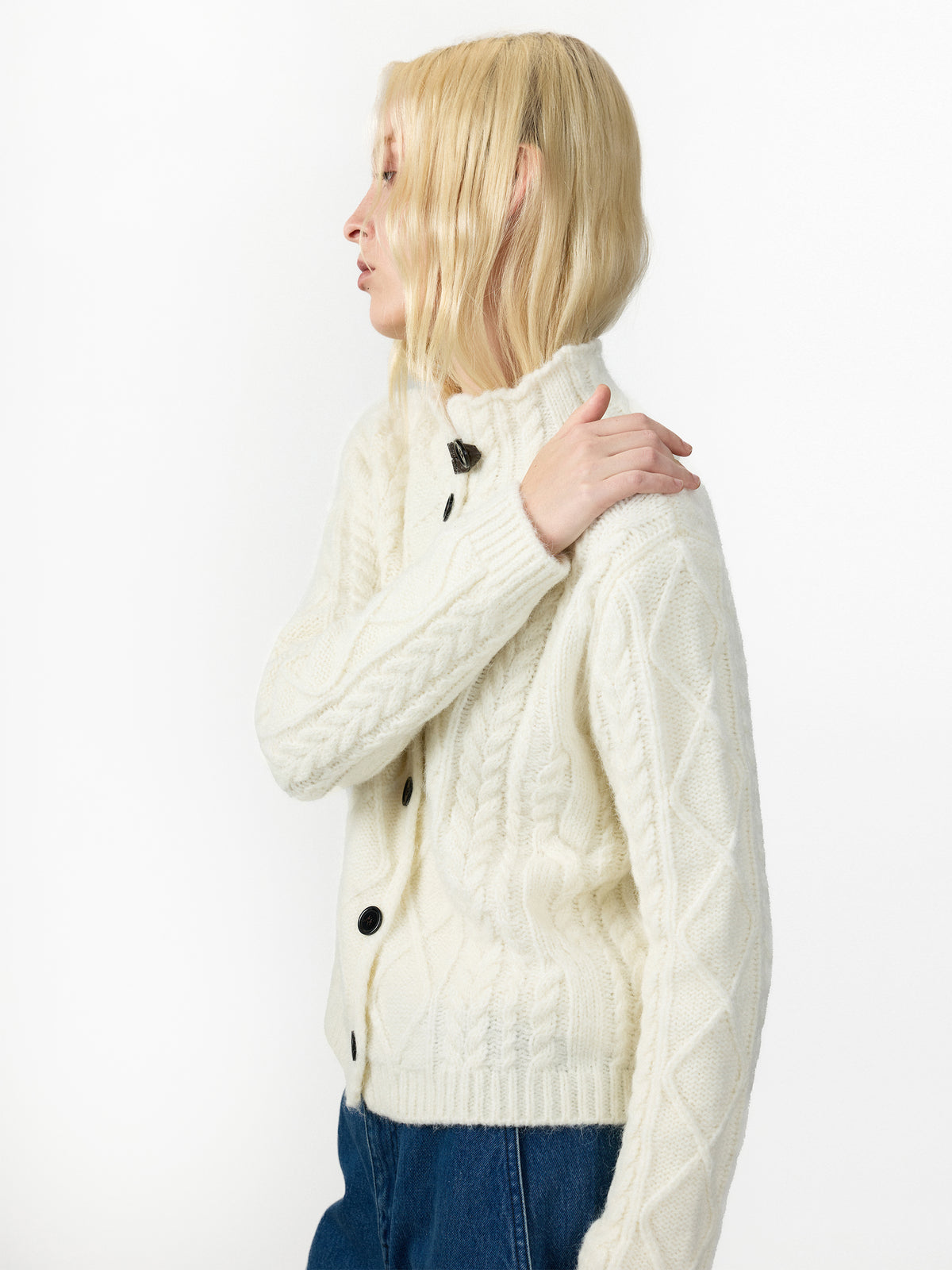 CUBIC Cable Knit Wool Blend Cardigan-8