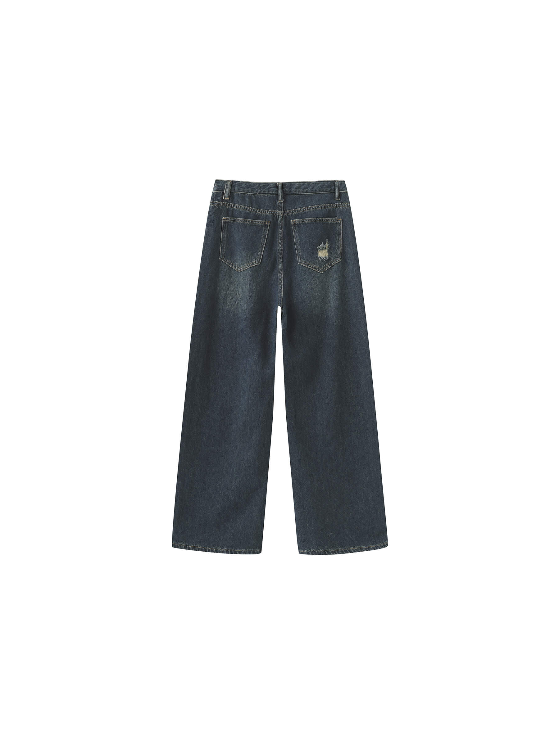 Hole Washed Straight Jeans-8