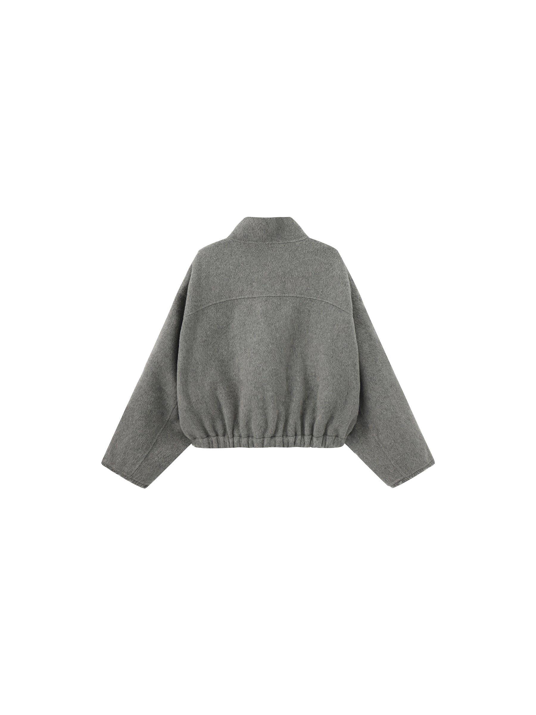Cocoon Zip-Up Jacket with Raw Edge Cuffs-8