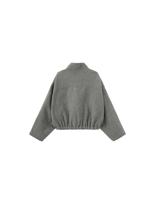 Cocoon Zip-Up Jacket with Raw Edge Cuffs