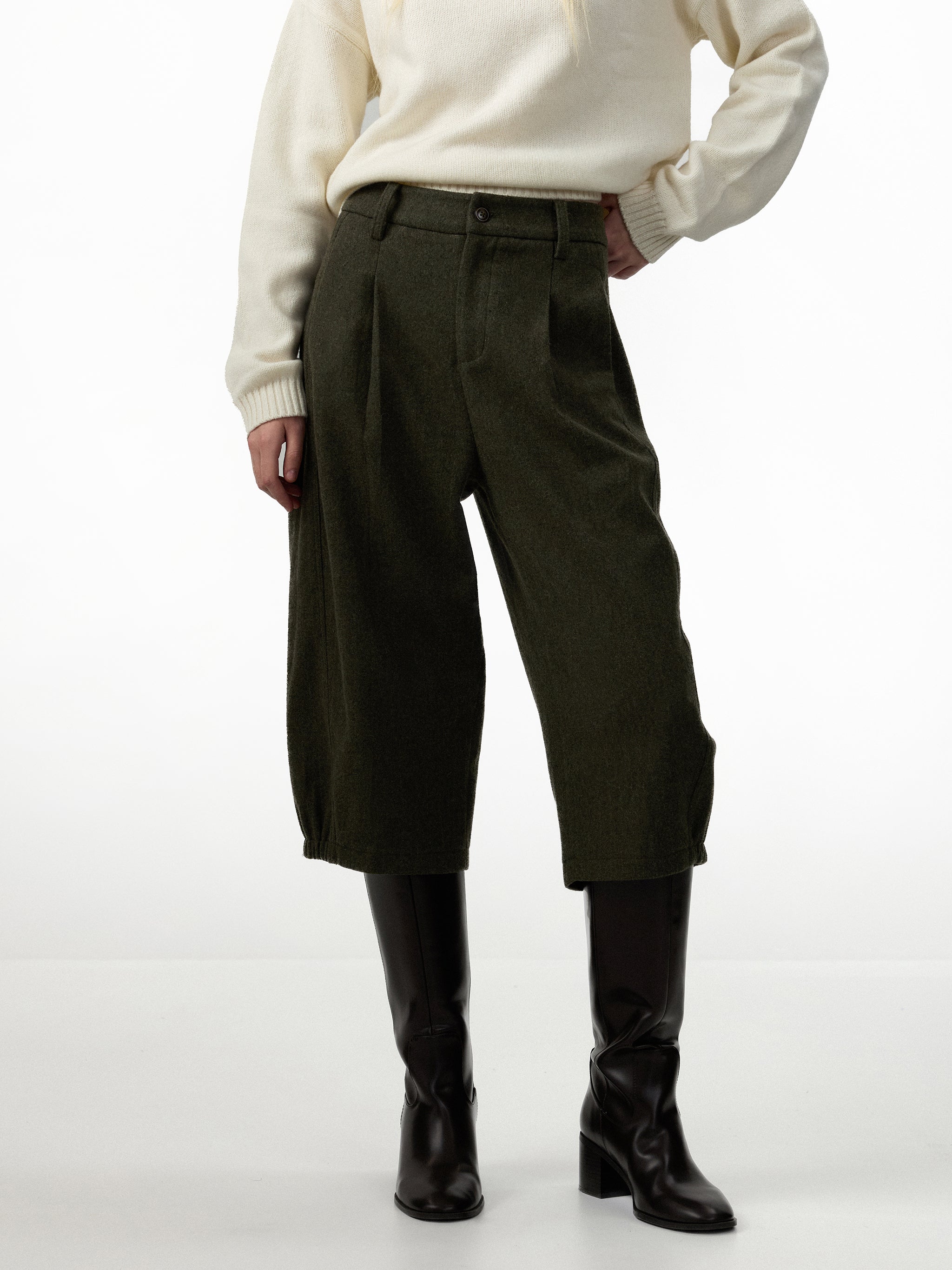 CUBIC Pleated Cropped Culotte Pants-8