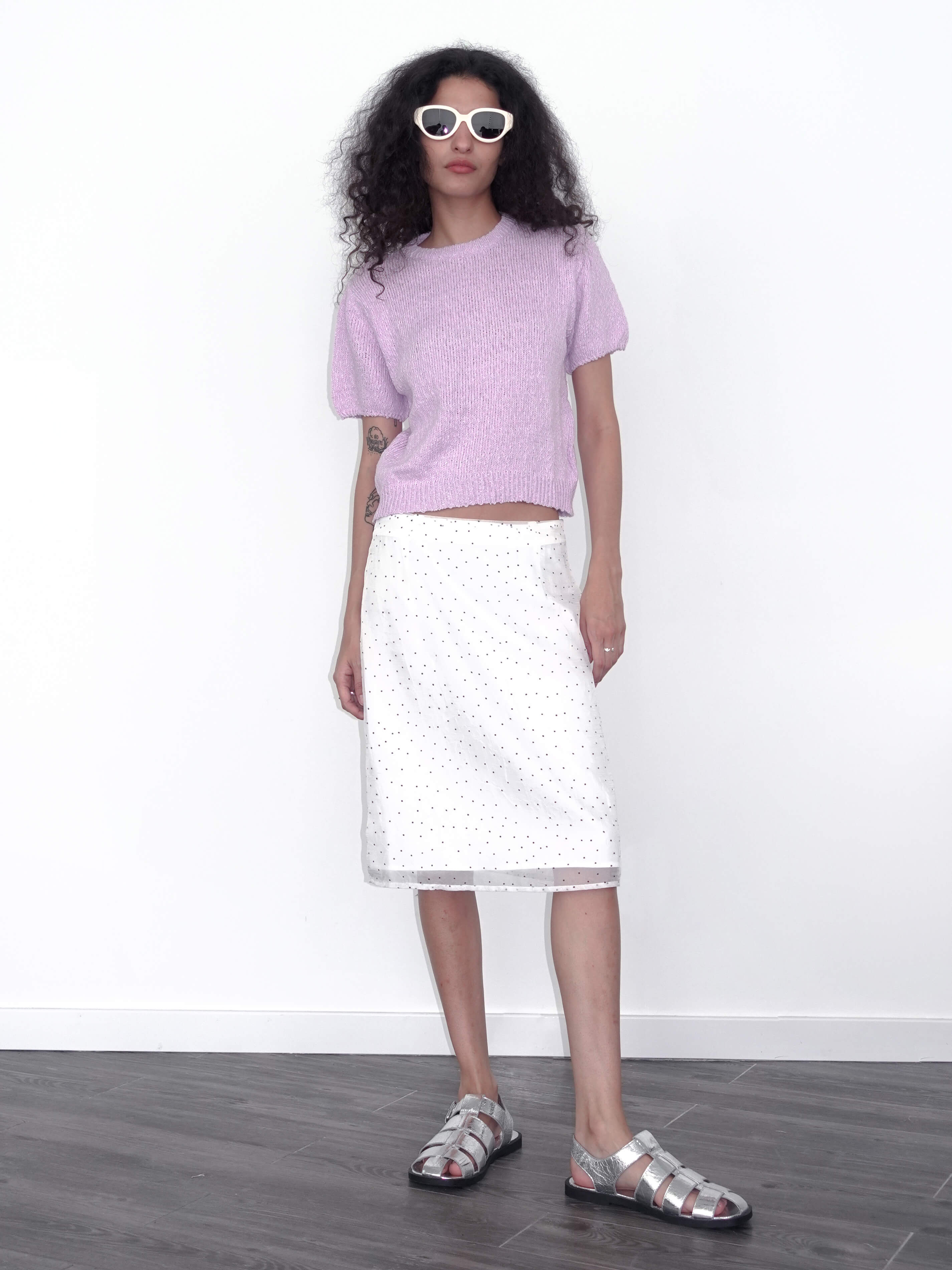Round Neck Loose Knit T-Shirt-5