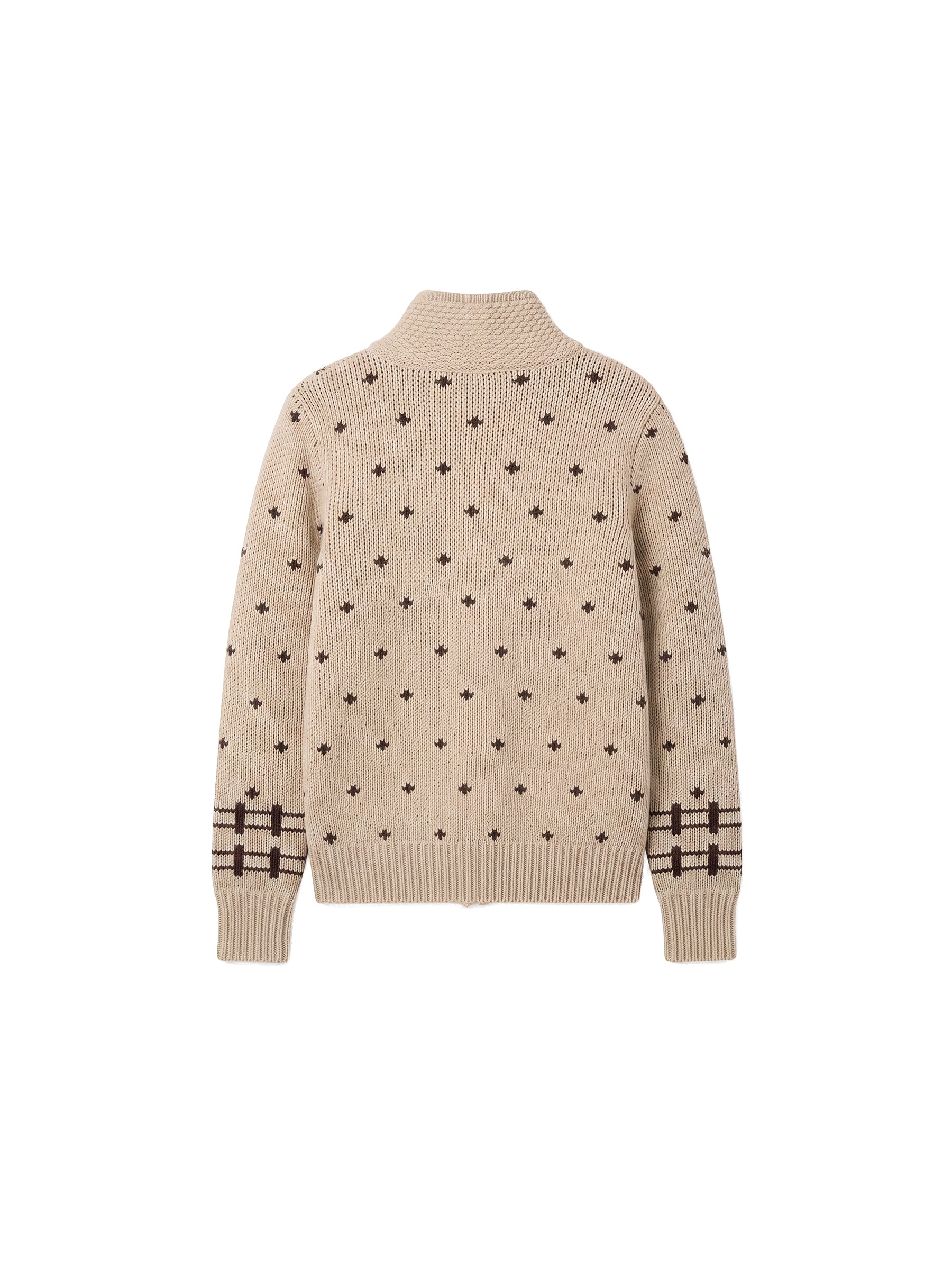 CUBIC 100% Wool Fair Isle Zip Knit Sweater-8
