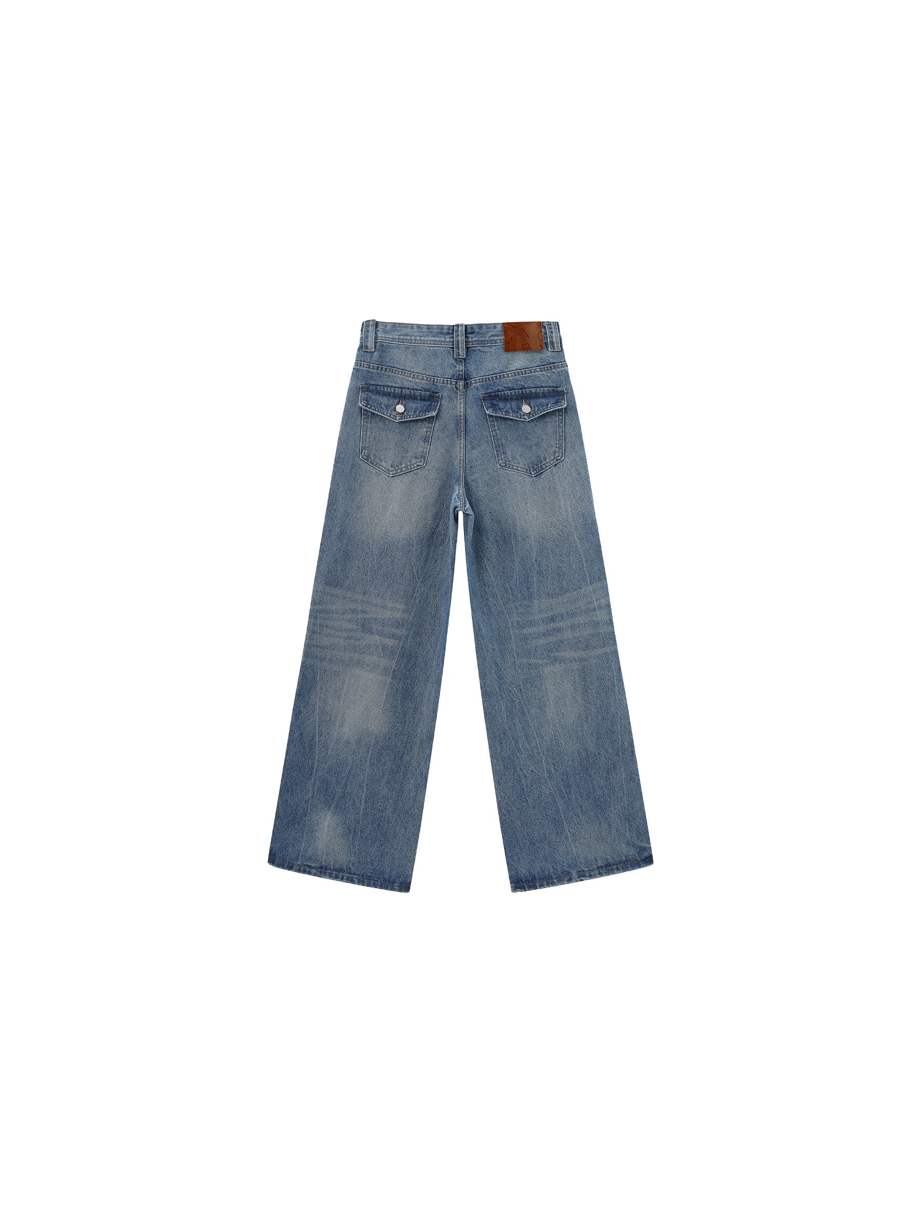 CUBIC Vintage Deconstructed Wide-Leg Jeans-8