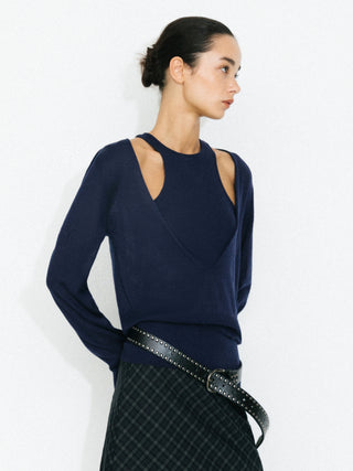 Knit Cardigan and Vest Two-Piece Set