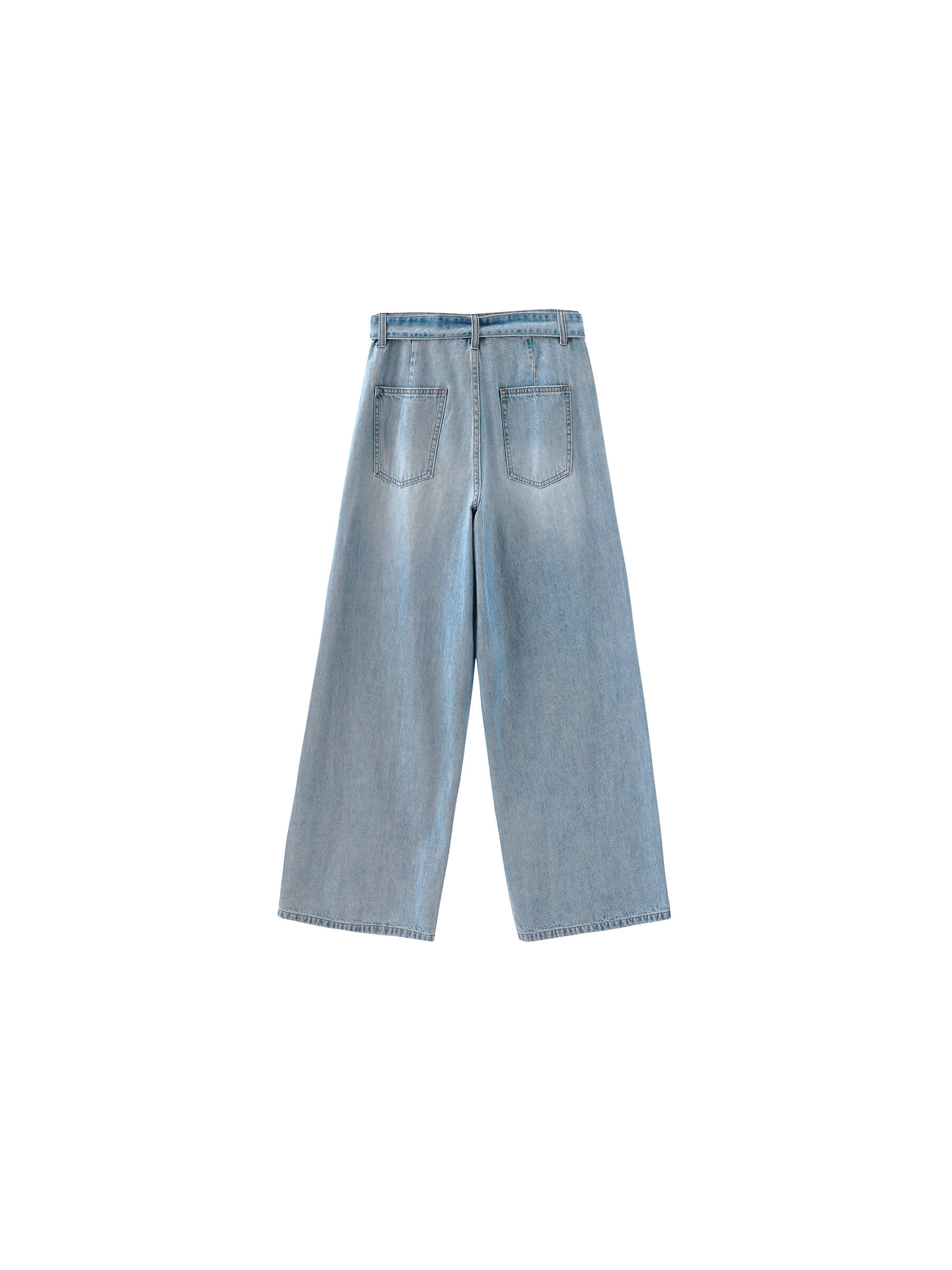 Wide-Leg Straight Jeans with Belt-9