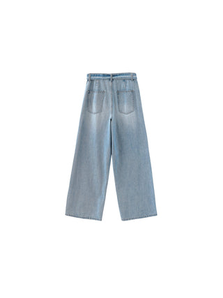 Wide-Leg Straight Jeans with Belt