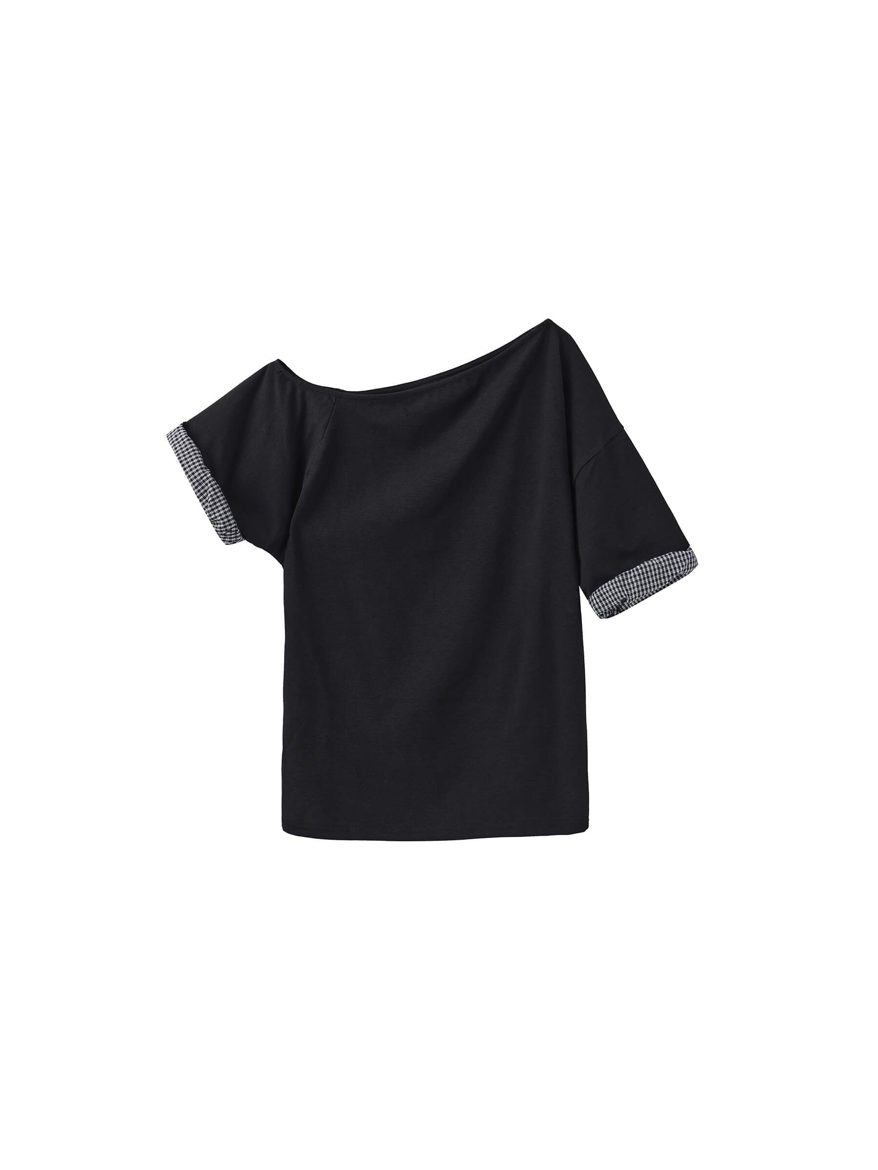 One-Shoulder Color-Block Short Sleeve Top-8