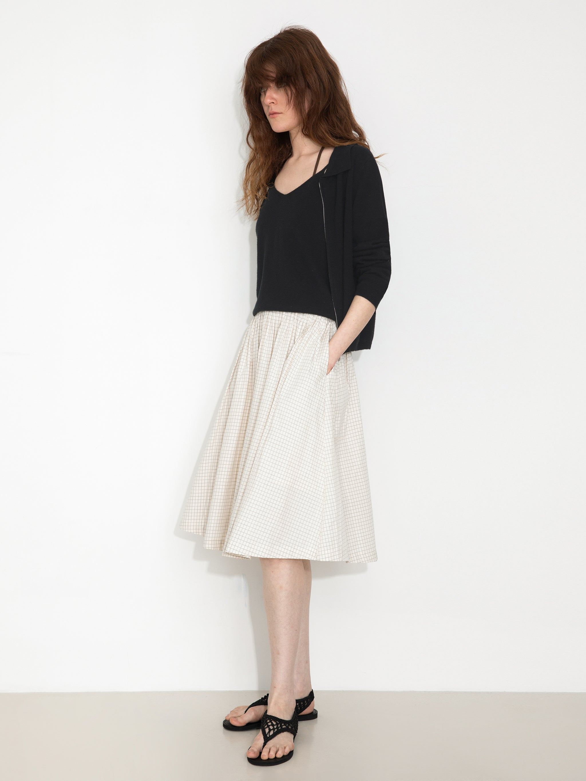 Zip-Up Collared Cropped Knit Cardigan & Vest Set-8