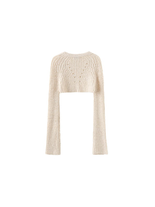 Cropped Knit Top with Cotton Blend
