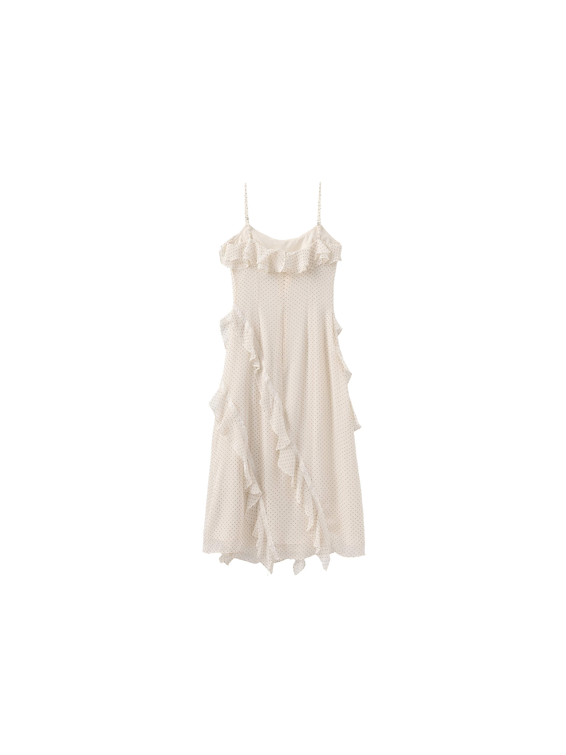 Irregular Ruffled Polka Dot Sling Skirt-9