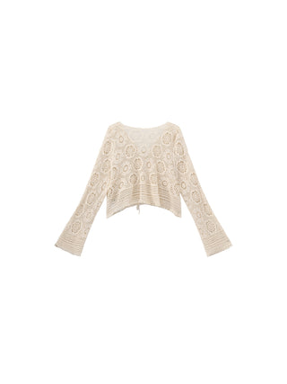 CUBIC Cotton Crochet Lace Trim Cropped Cardigan