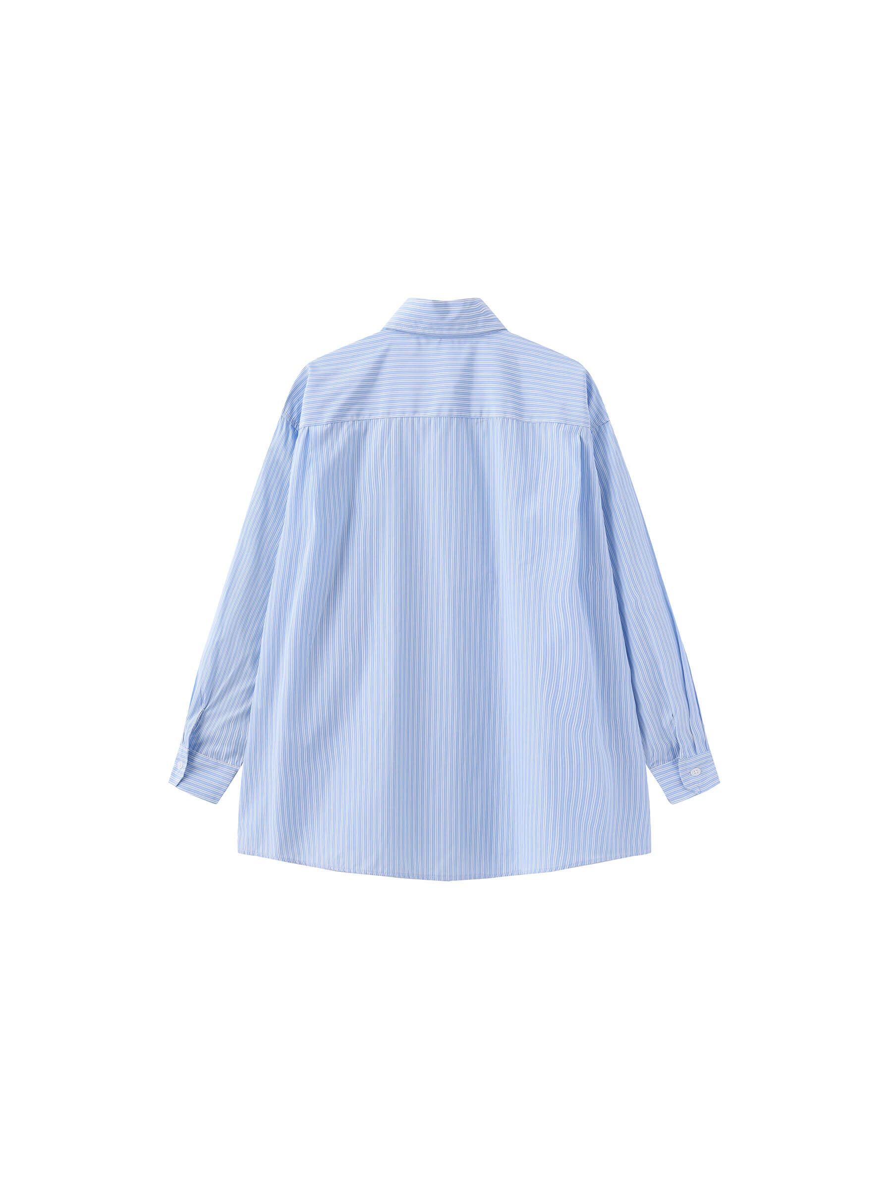 Loose Striped Shirt with Cord Embroidery-6