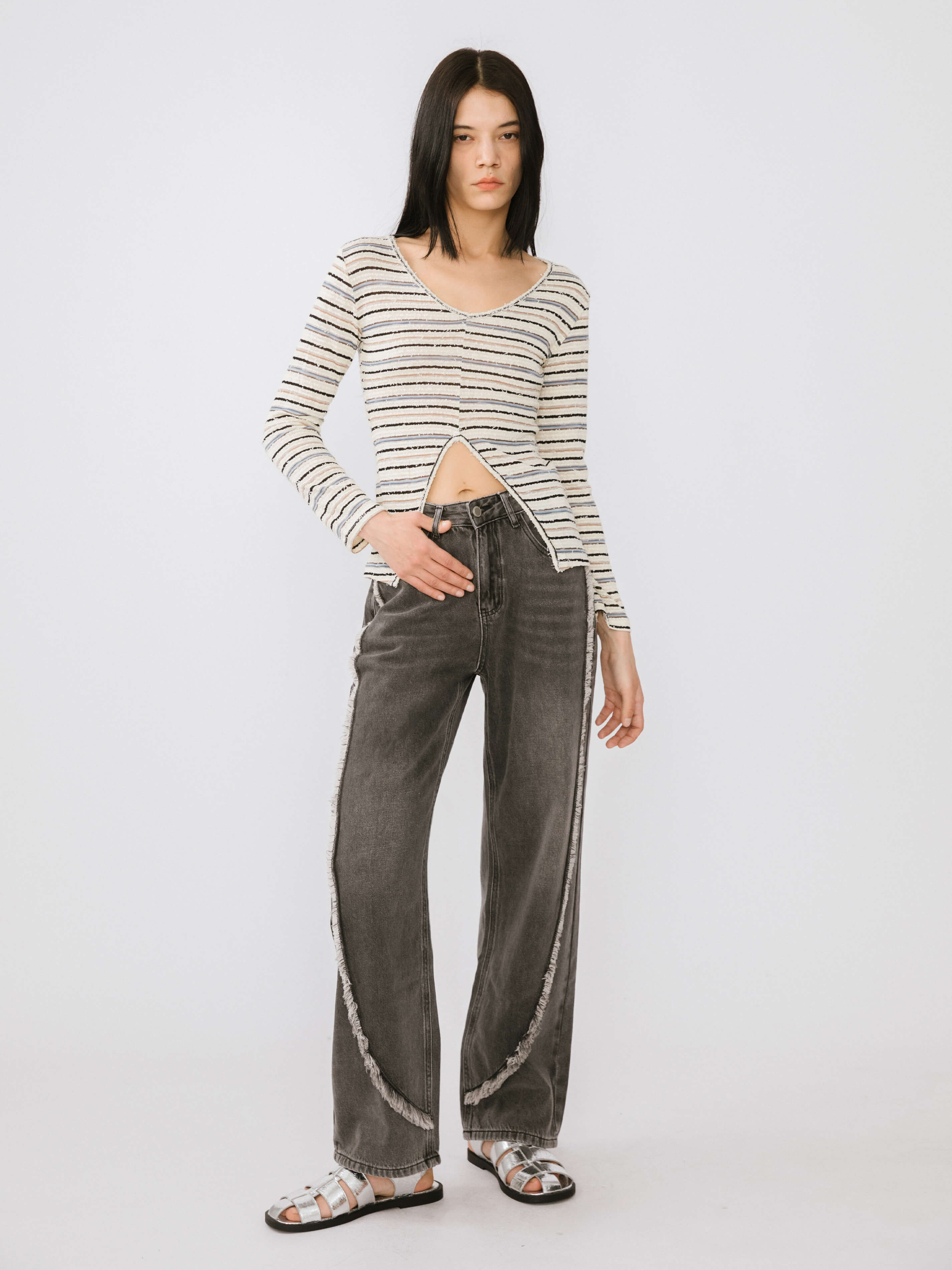 Straight Leg Distressed Detailed Jeans-8