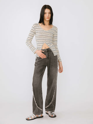 Straight Leg Distressed Detailed Jeans