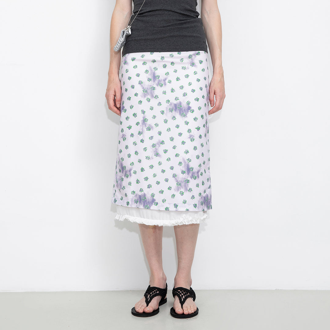 Lace Patchwork Floral Printed Skirt-7