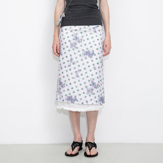 Lace Patchwork Floral Printed Skirt