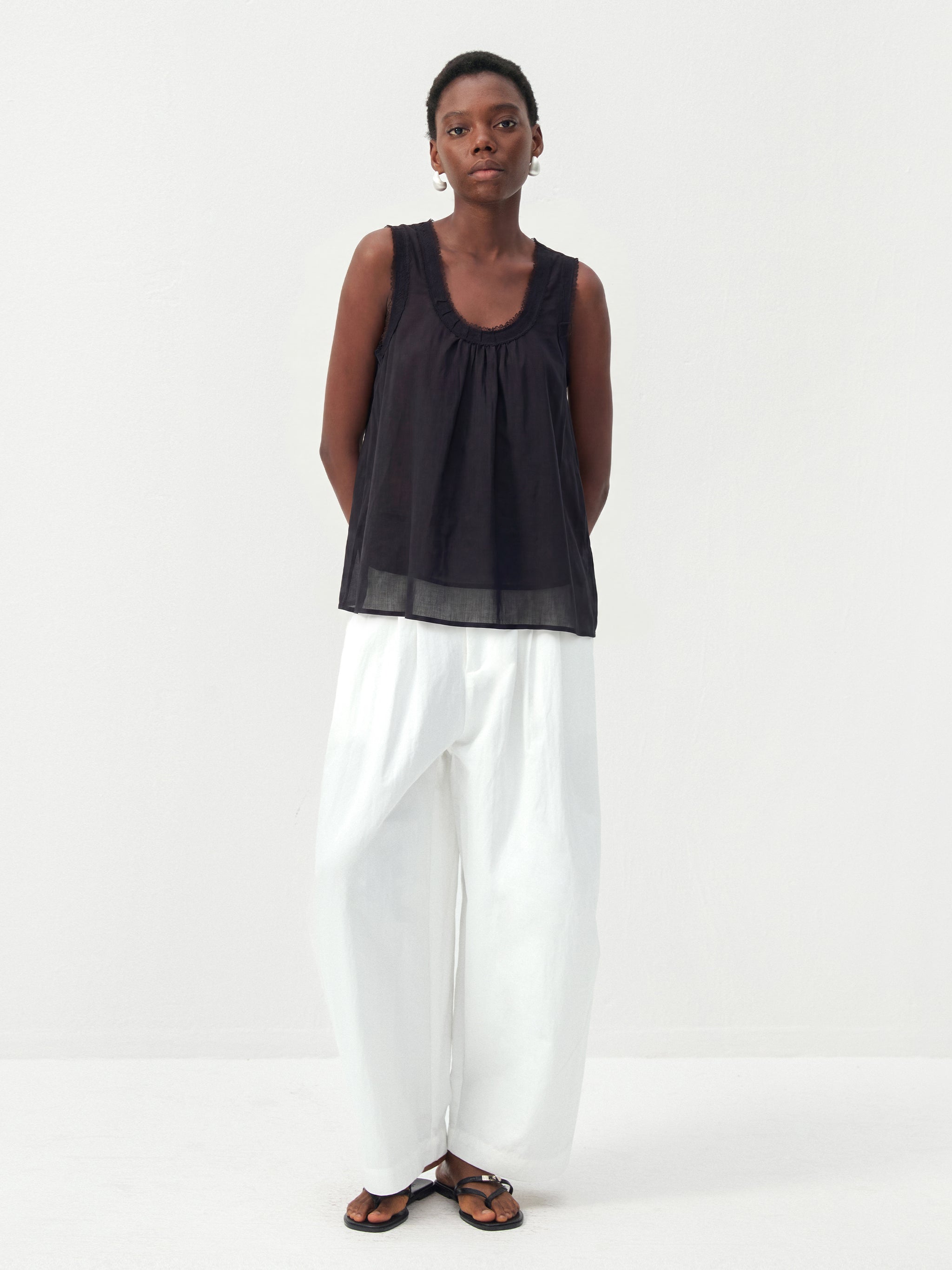 CUBIC Lace Trim Scoop Neck Sleeveless Top-8