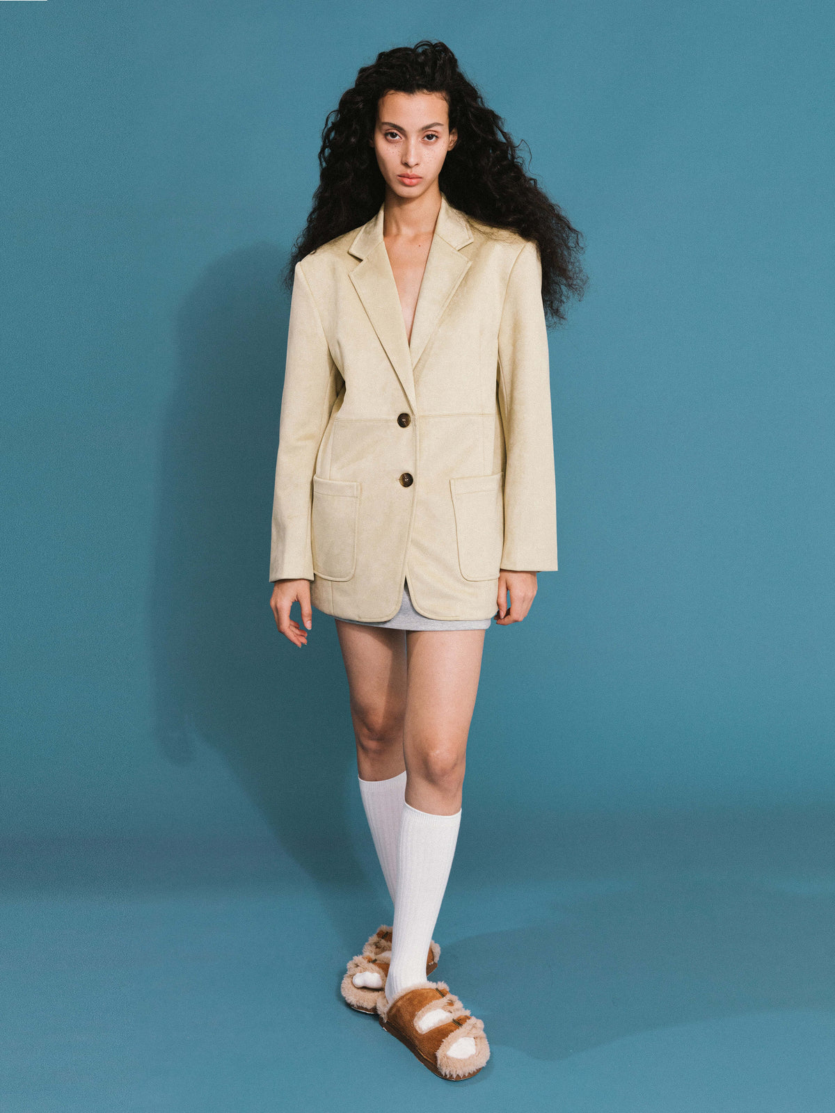ONE BY CUBIC Silky Tailored Suede Jacket-8