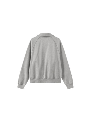 ONE BY CUBIC Collared Half-Zip Embroidered 100% Cotton Sweatshirt