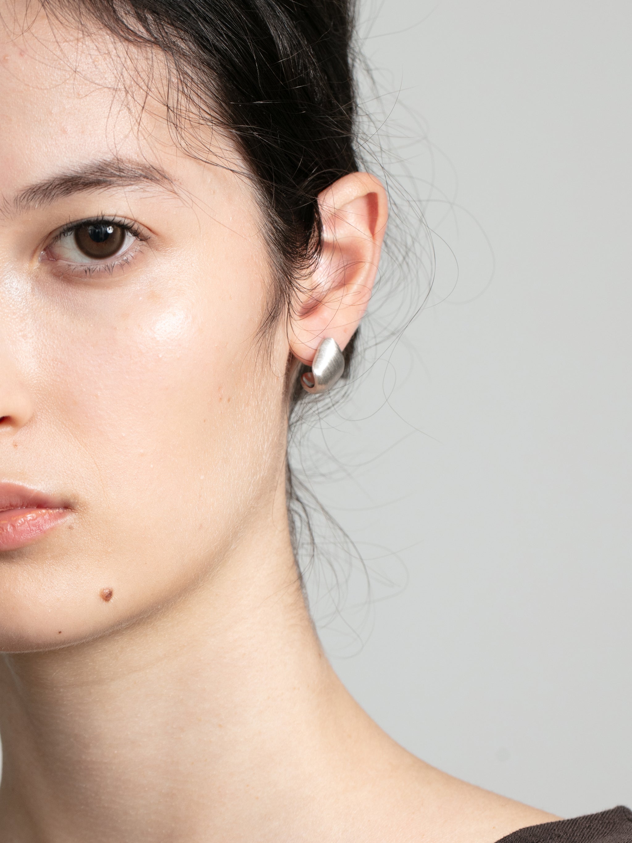 Brushed Matte Half-Hoop Earrings-8