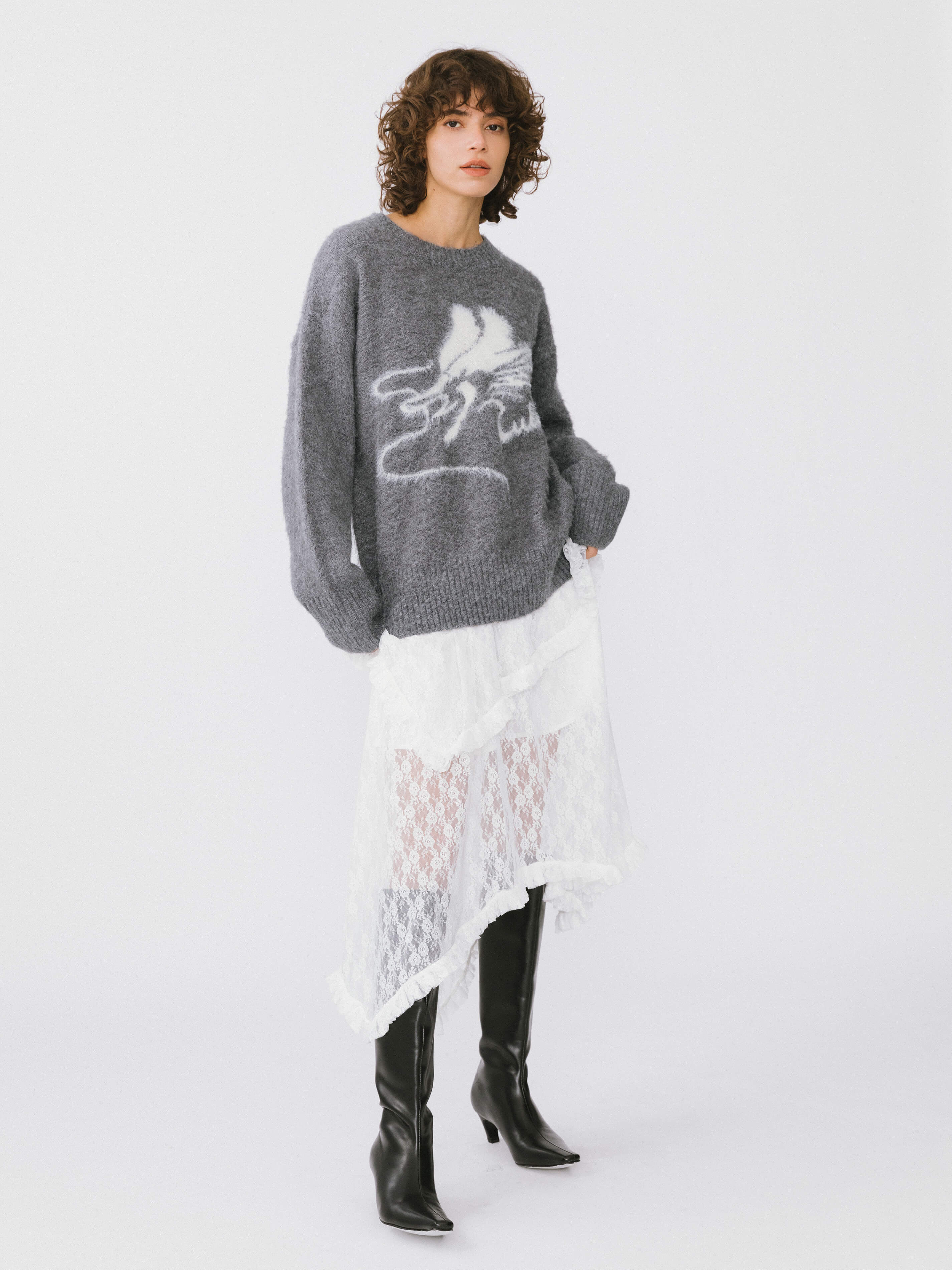 Loose Fit Color Block Jacquard Sweater-8