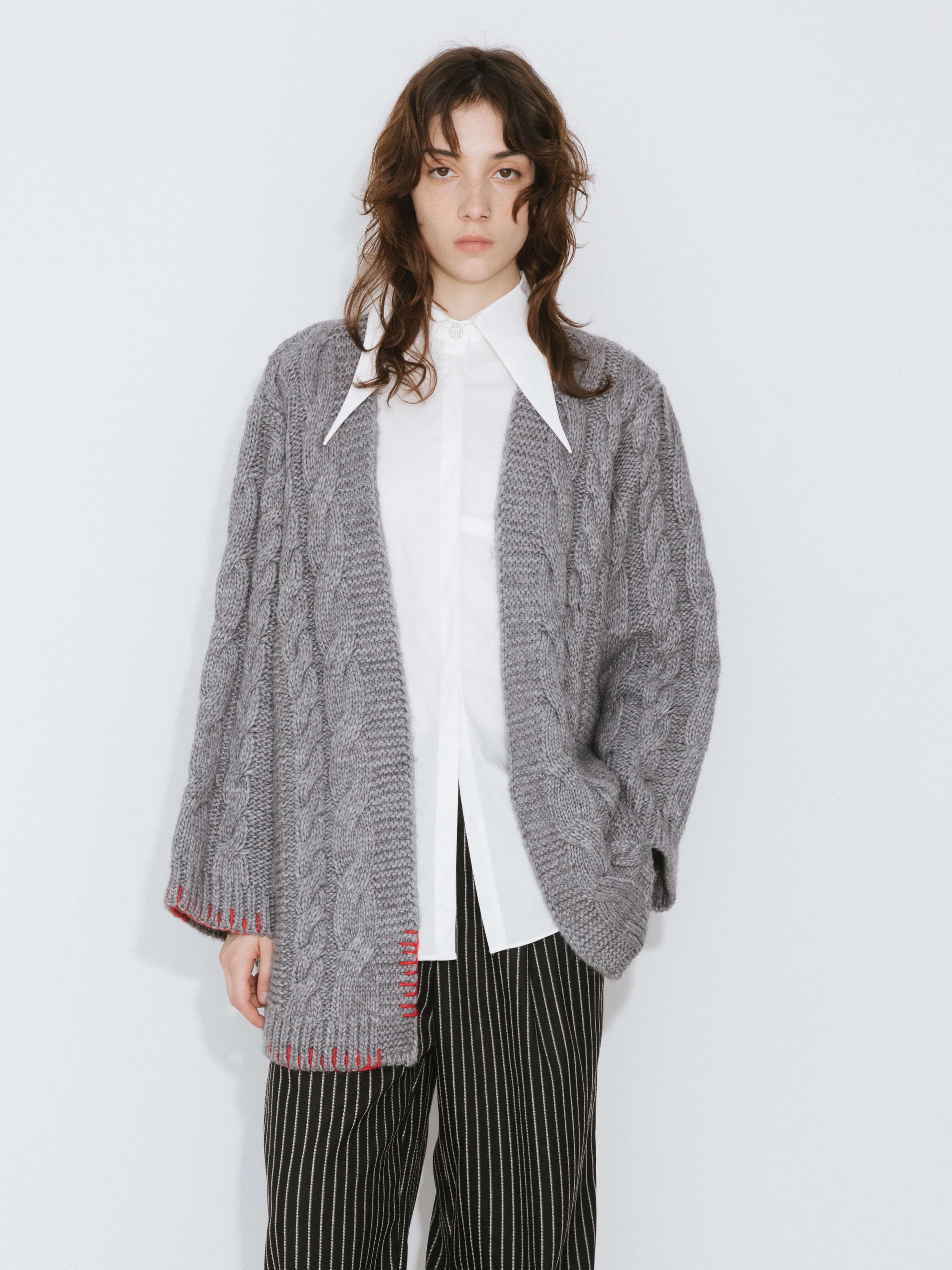 Cable Knit Cardigan with Wool Blend-8