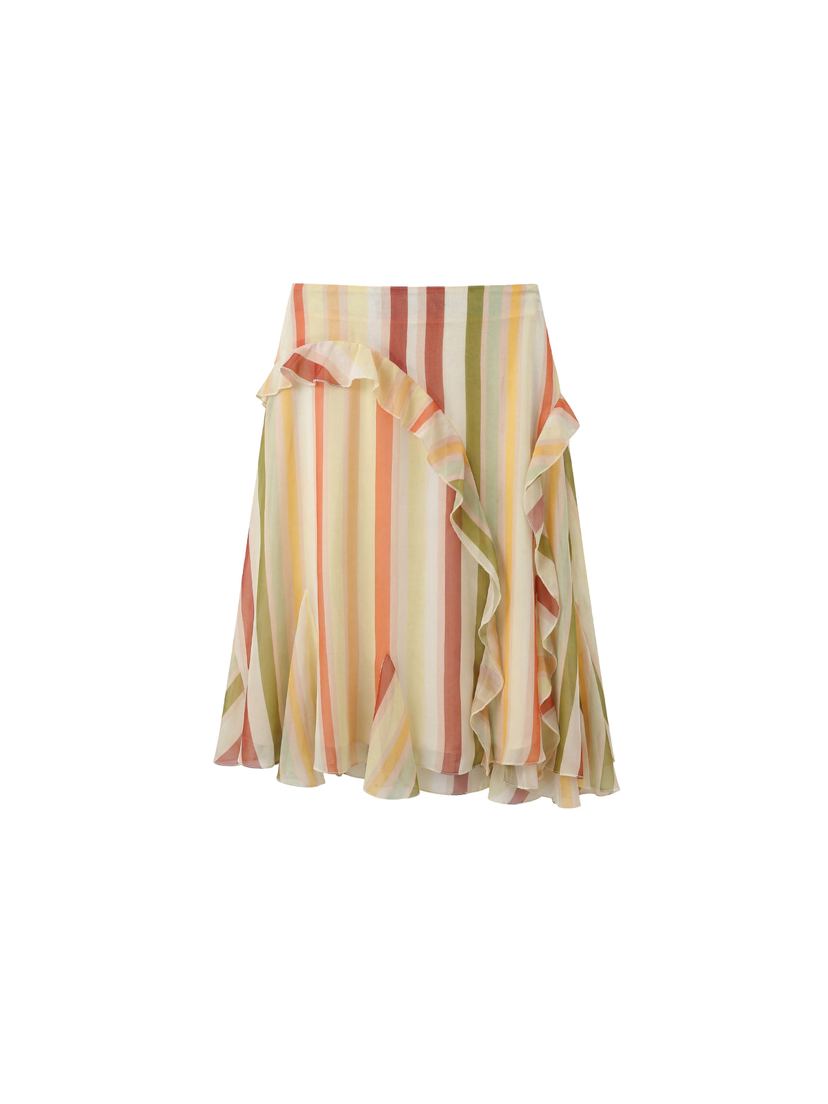 Colorful Striped Ruffled Asymmetrical Hem Skirt-8