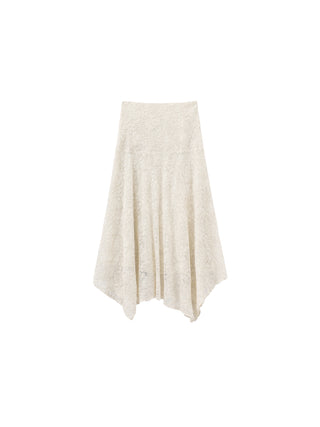 Asymmetrical Lace-Embroidered Skirt