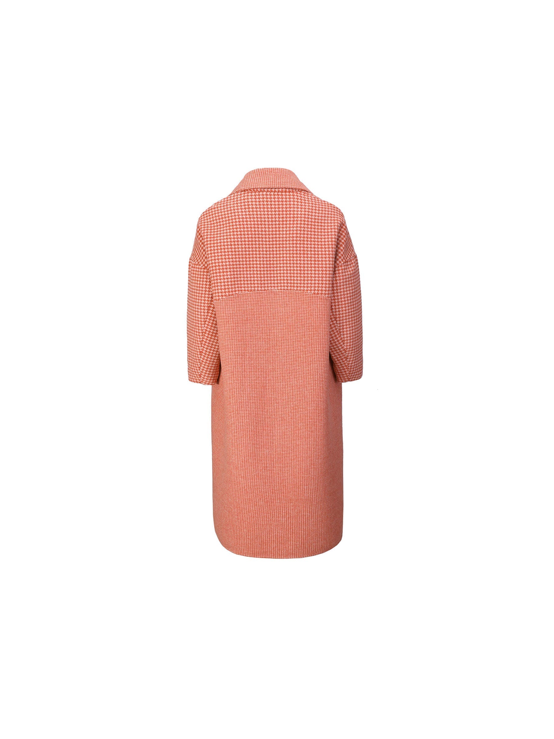 Orange Houndstooth Wool Coat-8
