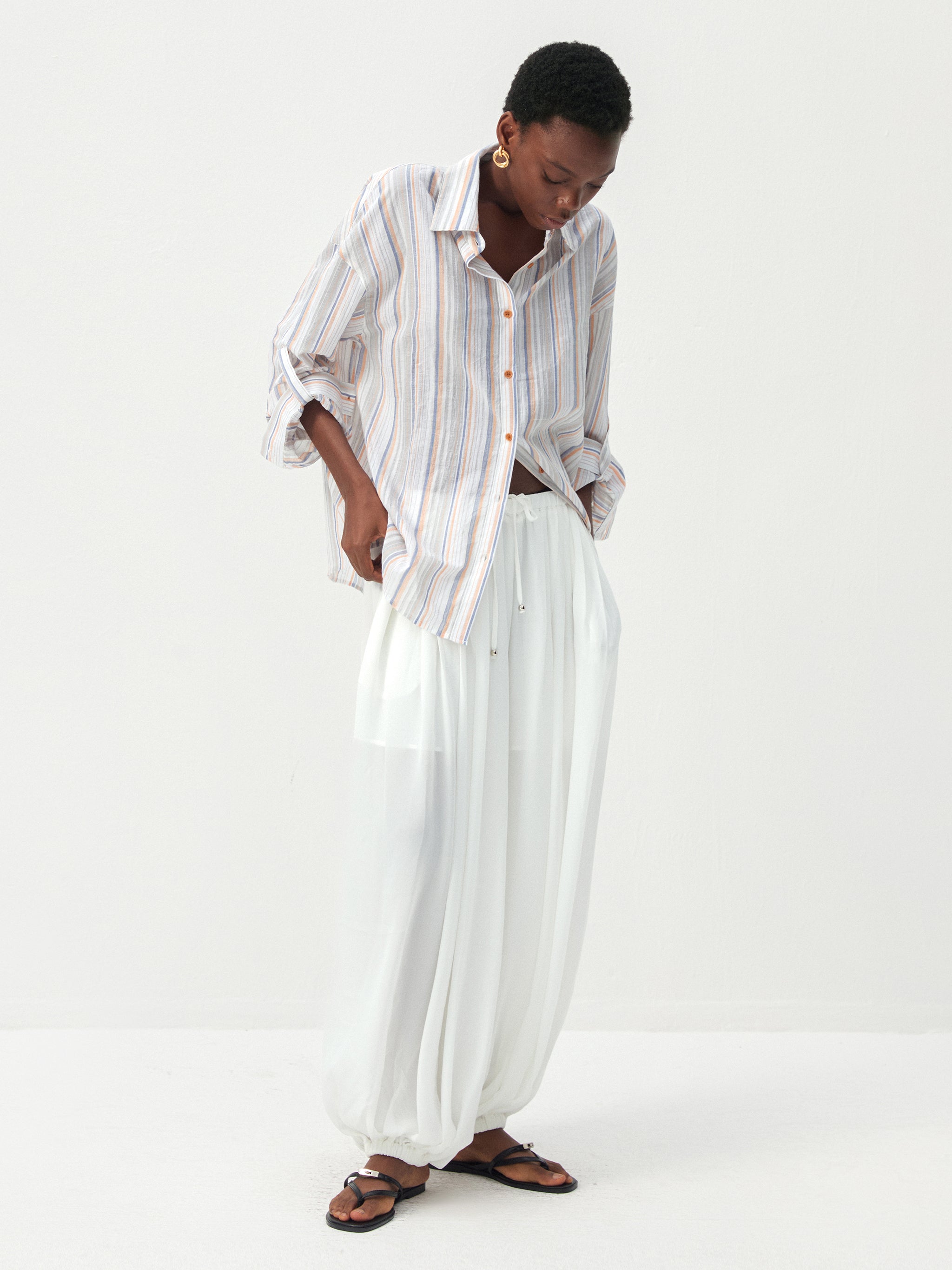 CUBIC Cotton-Blend Striped Oversized Shirt-8
