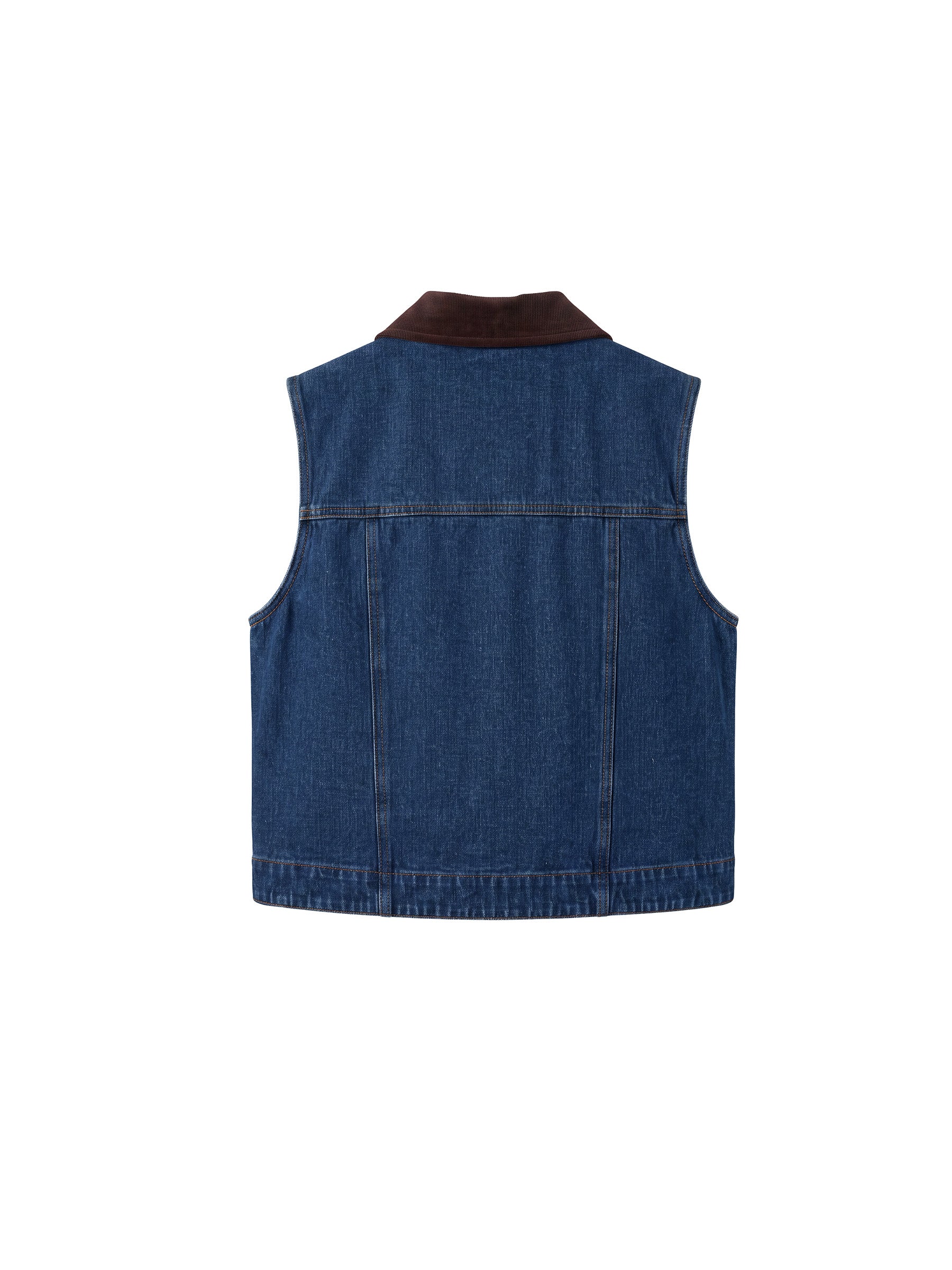 CUBIC Contrast Collar Vintage Denim Vest-8