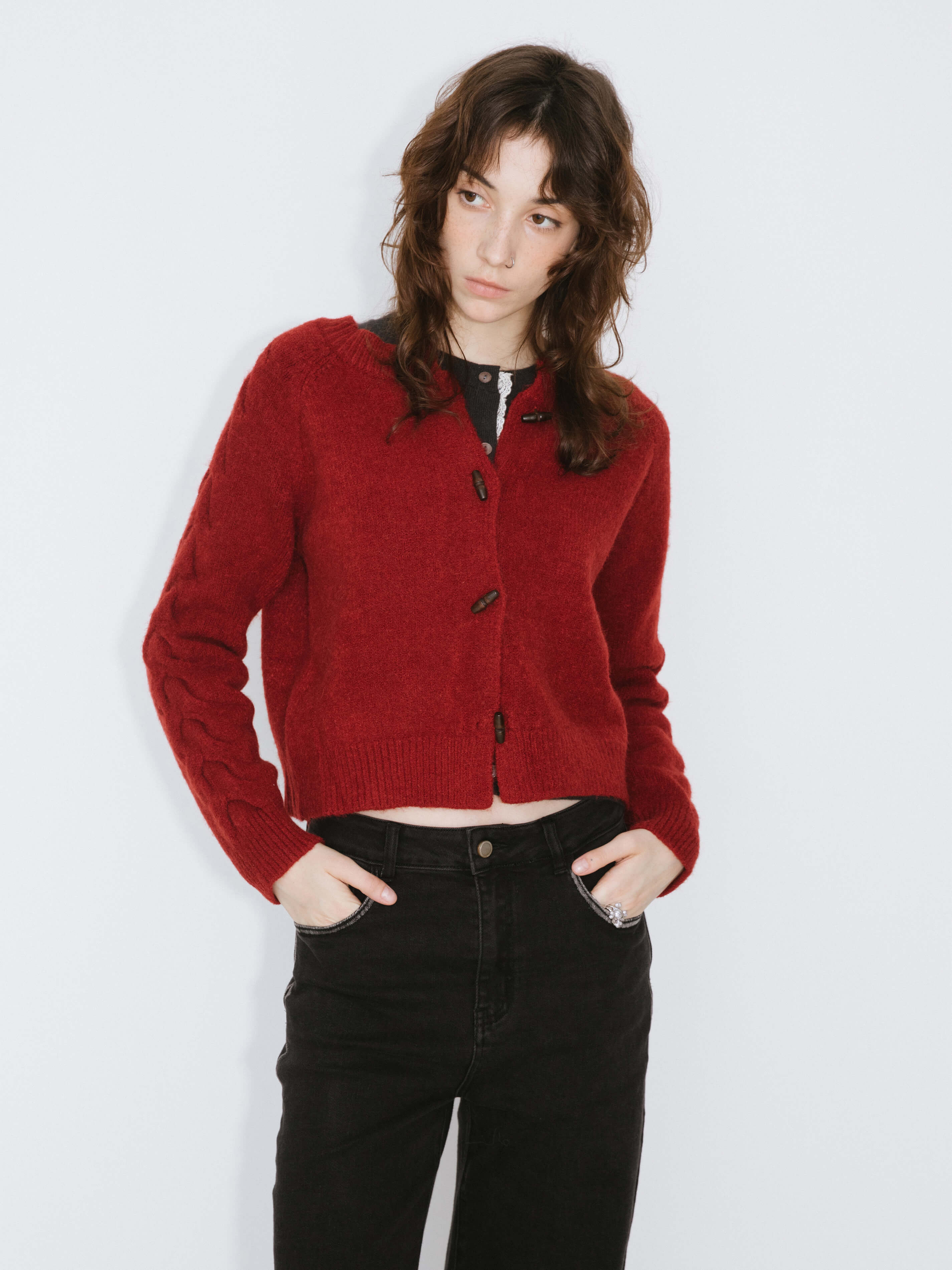 Crew Neck Short Knit Cardigan-9