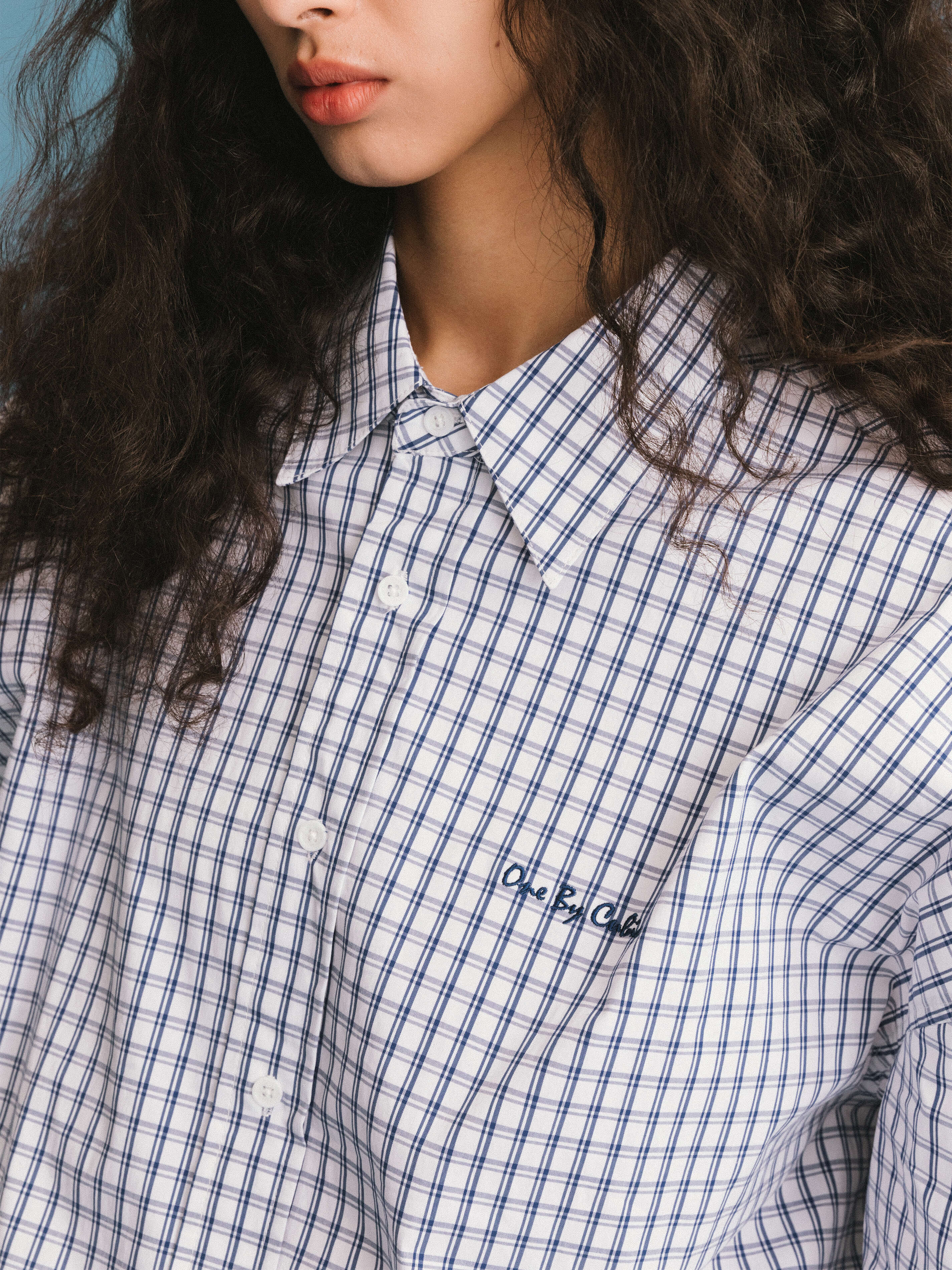 ONE BY CUBIC Checked Oversized Cotton Shirt-9