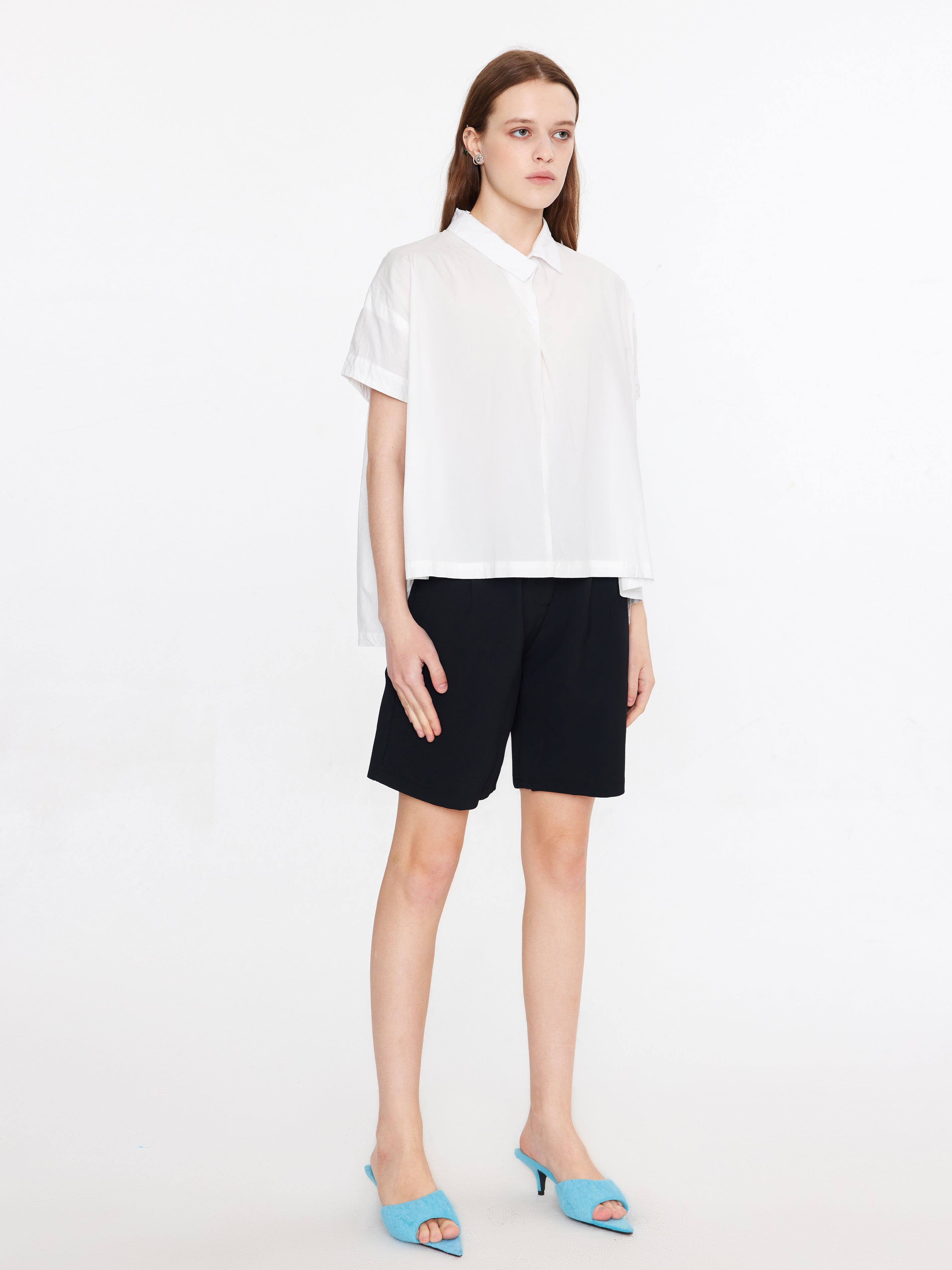 Oversized Asymmetrical White Shirt-3