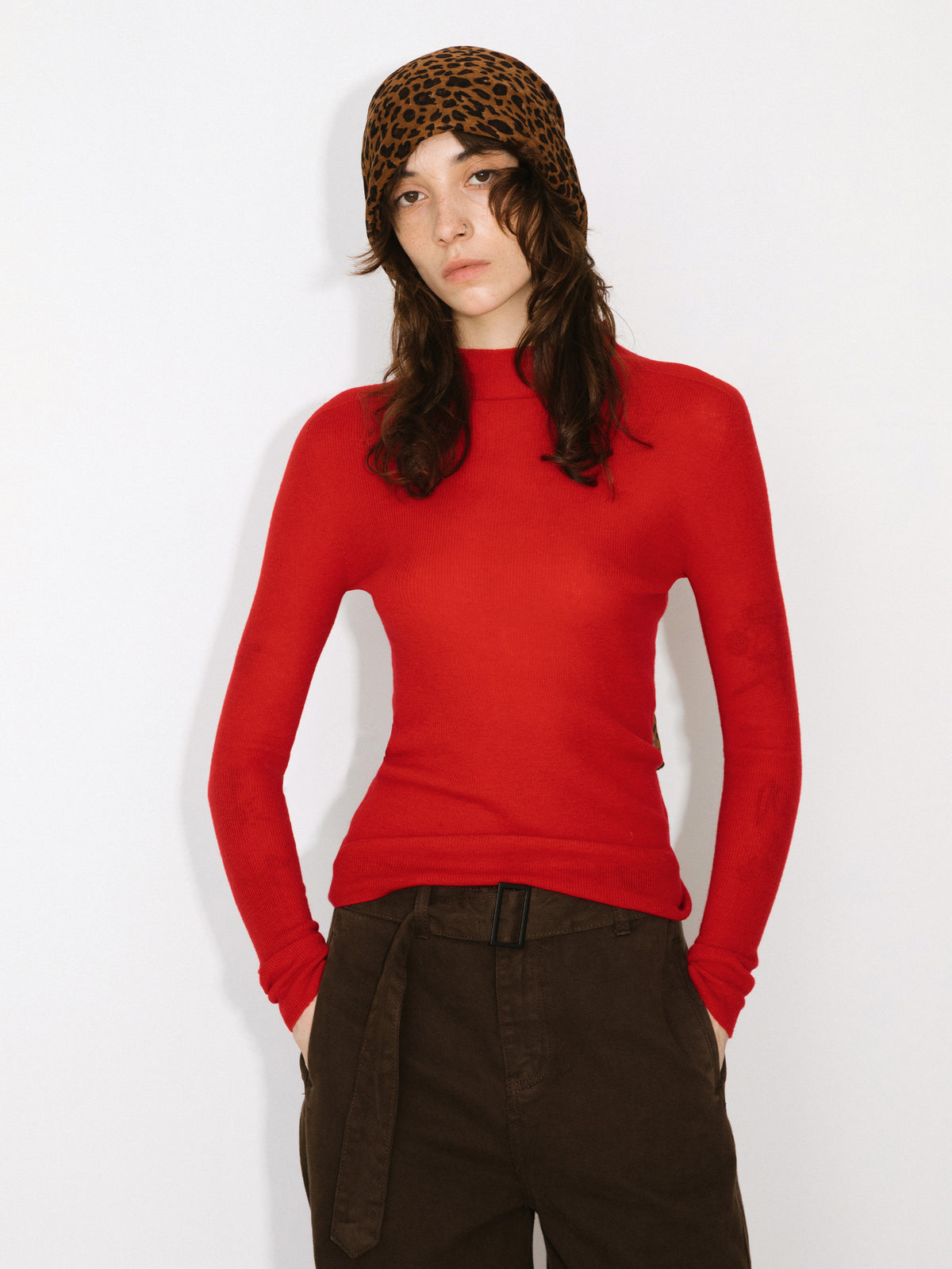 CUBIC 100% Wool Mock‑Neck Fitted Knit Top-9