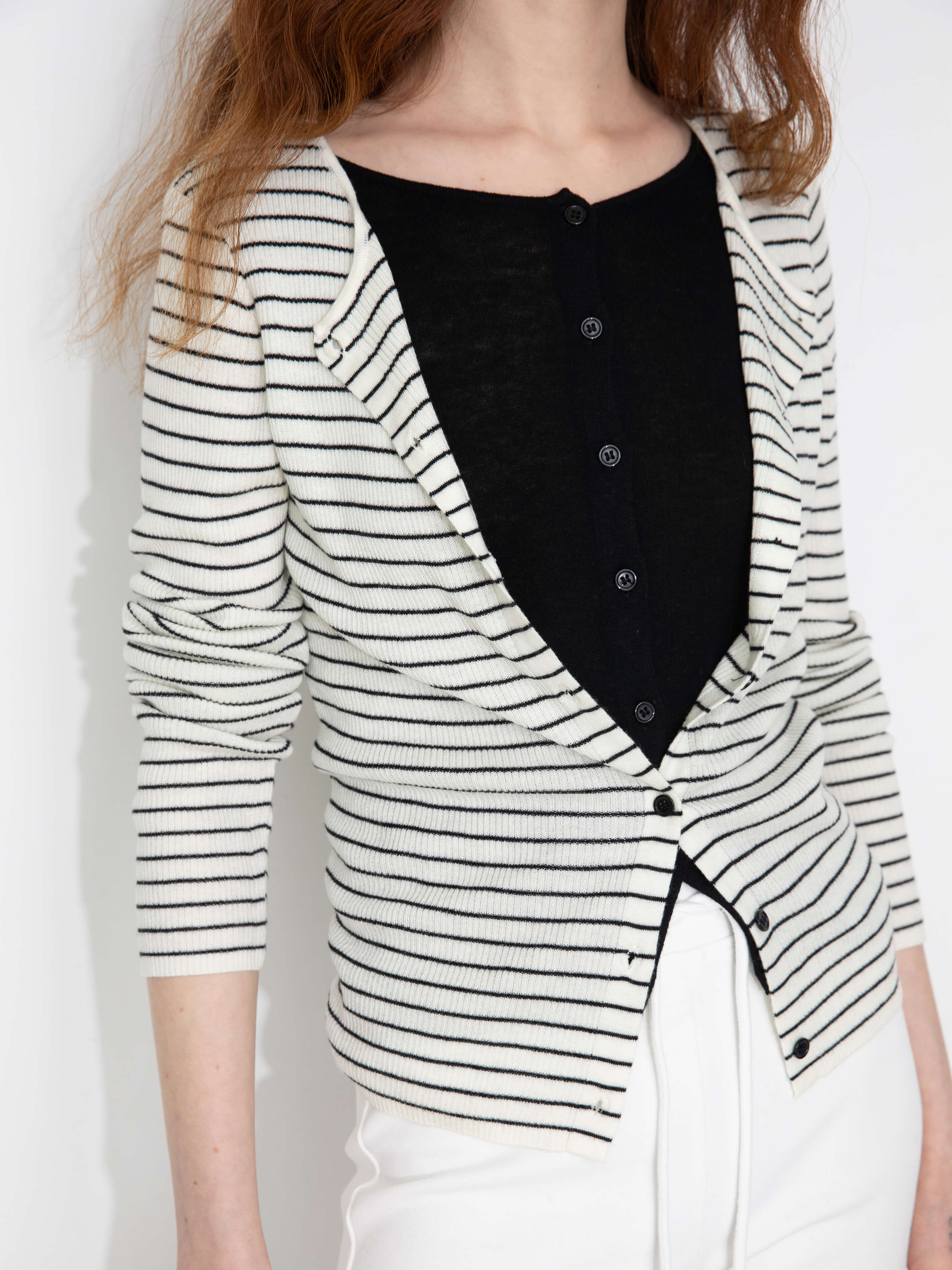 Slim-Fit Long Sleeve Layered Knit Cardigan-9