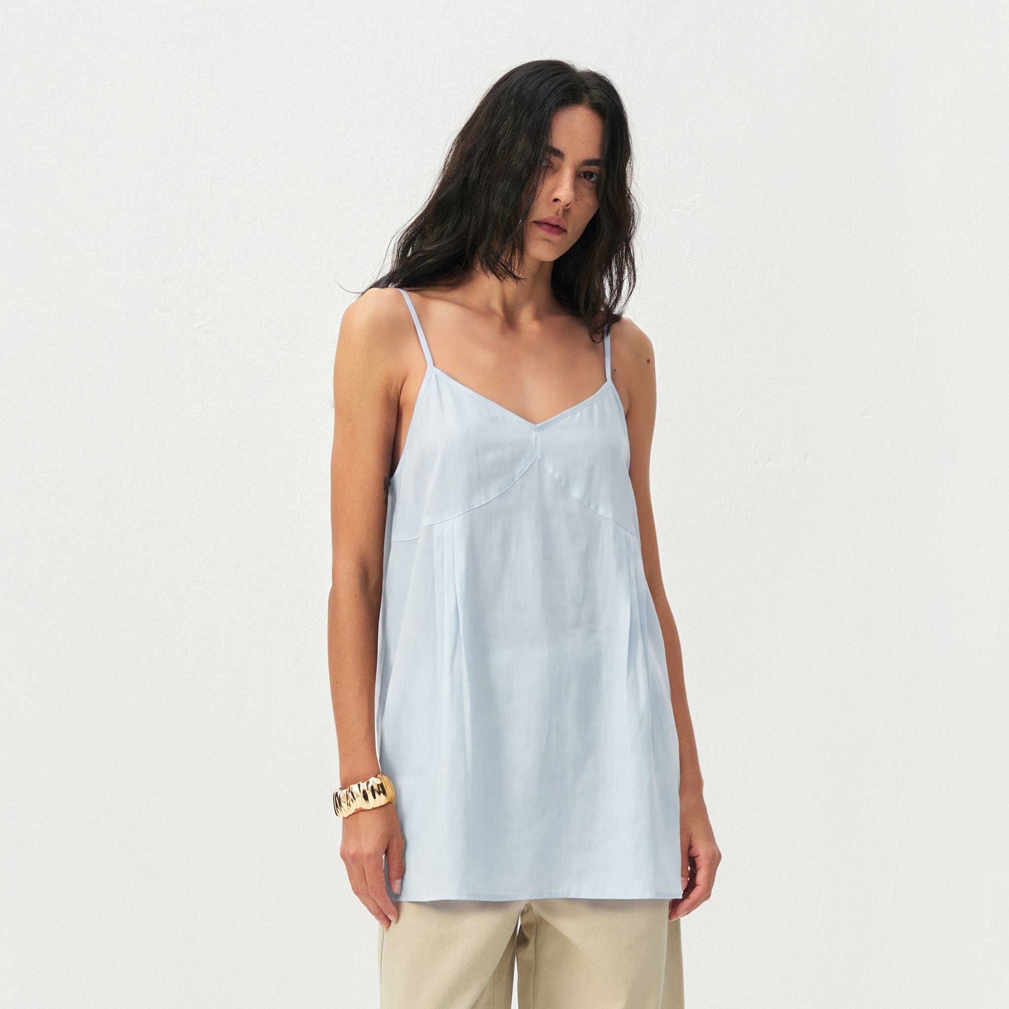 CUBIC Lyocell-Blend V-Neck Pleated Camisole-9