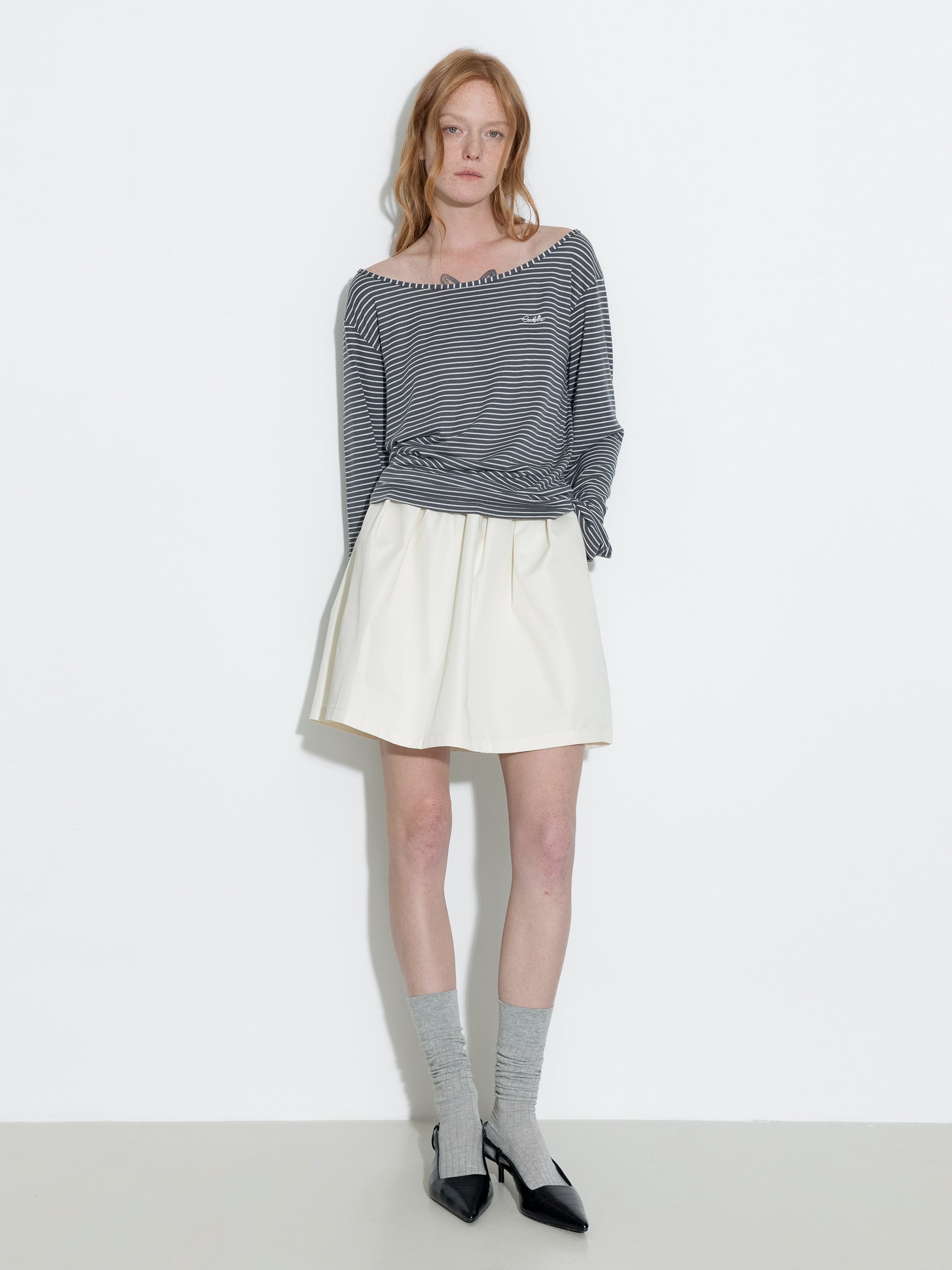 A-line Skirt with Cotton blend-10