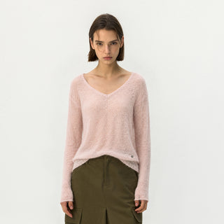 CUBIC Mohair Wool V-Neck Knit Top