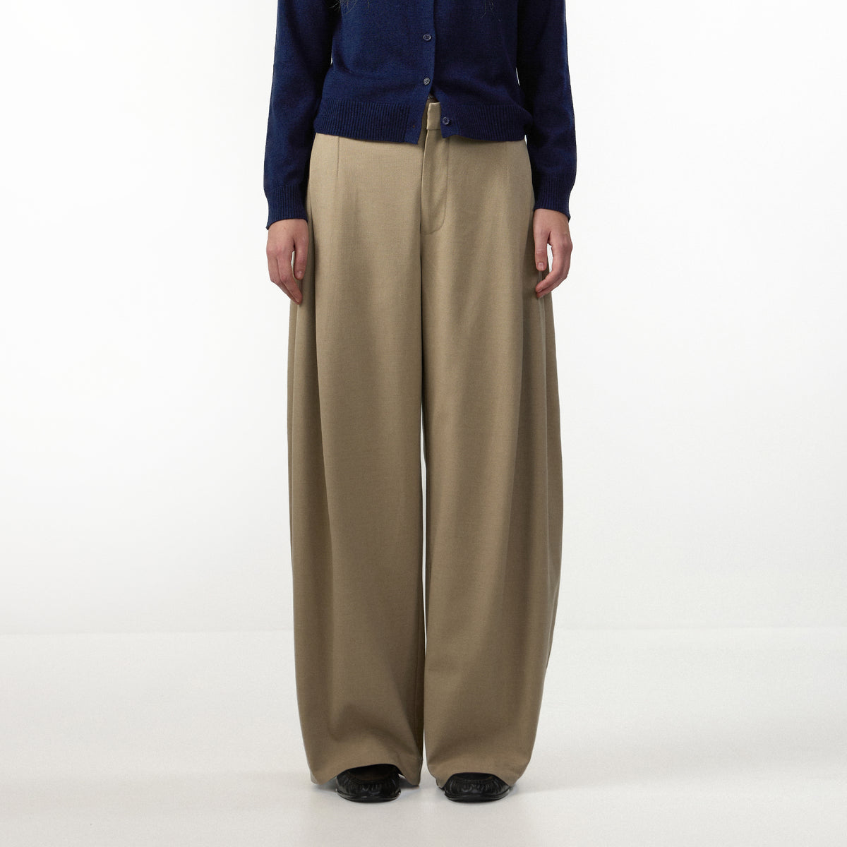 CUBIC Wool Blend Wide Leg Trousers-9