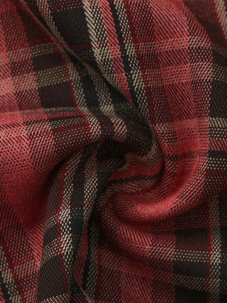 Striped Check Wide-Leg Draped Floor-Length Trousers